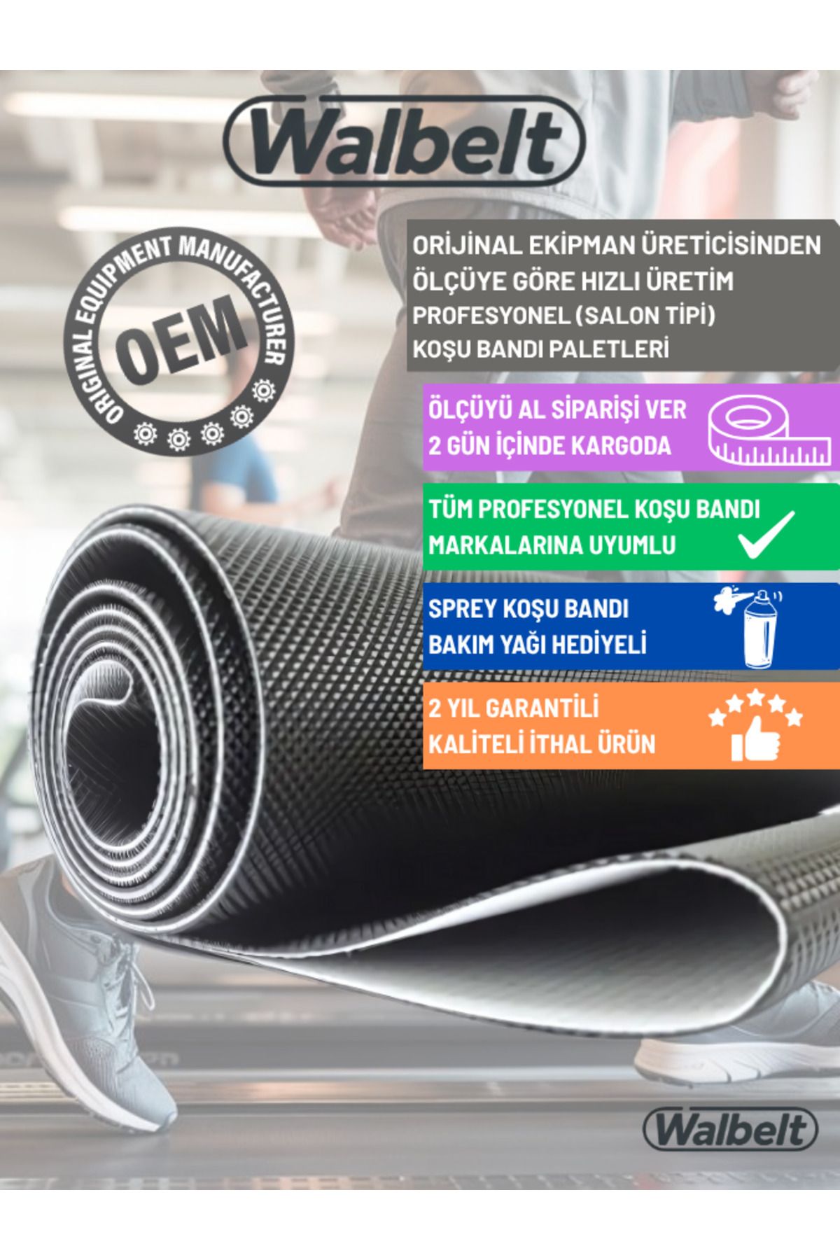 Walbelt Koşu Bandı Paleti Ölçüye göre Hızlı Üretim | Profesyonel Tüm Markalara Uyumlu |
