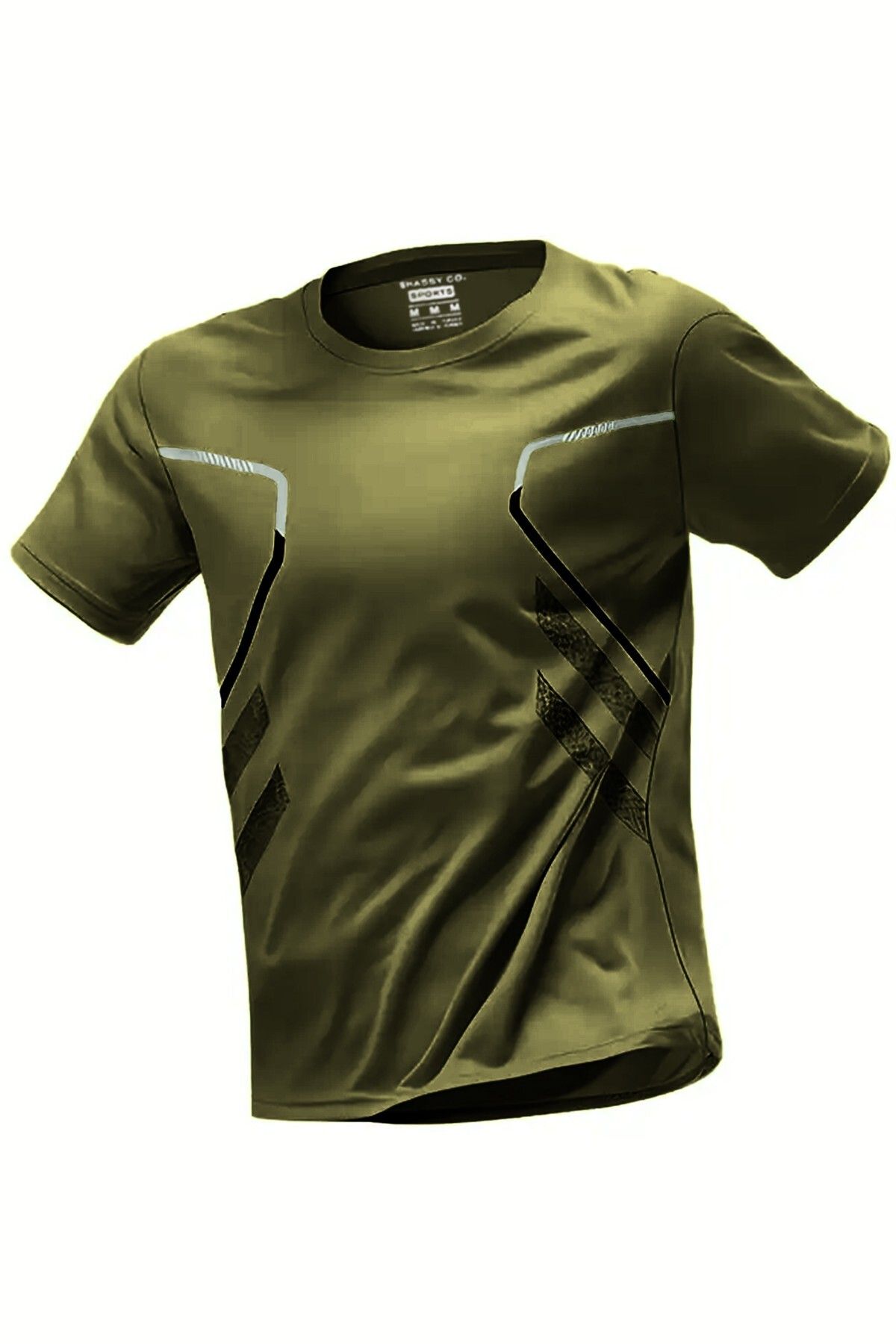 GHASSY CO. Ghassy Co. Erkek Ultra Esnek Nem Emici Vücut Geometrik Hızlı Kuruyan Hafif Spor T-shirt