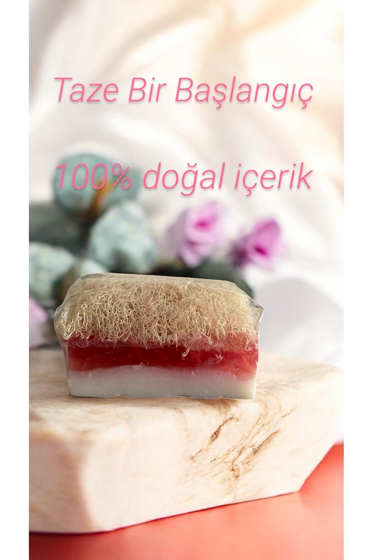 ALJEN ORGANİC Doğal Kabak Lifli Sütlü ve Narlı Sabun 130 gr (1ADET