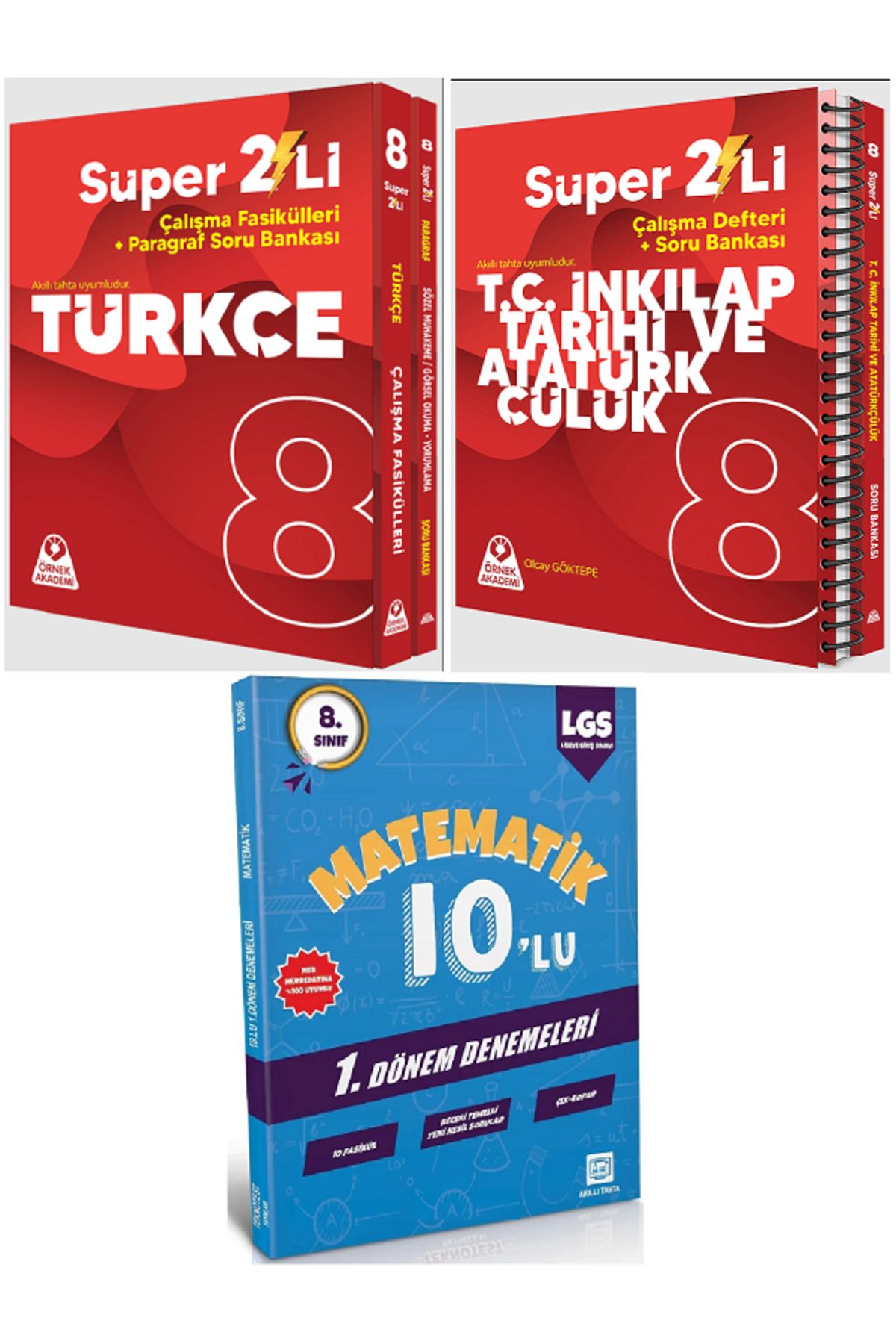 Efsane Yayınları 8.Sınıf Örnek Akademi Türkçe + İnkılap Tarihi Süper 2'Li + Matematik 10'Lu Deneme HEDİYE / 5 KİTAP