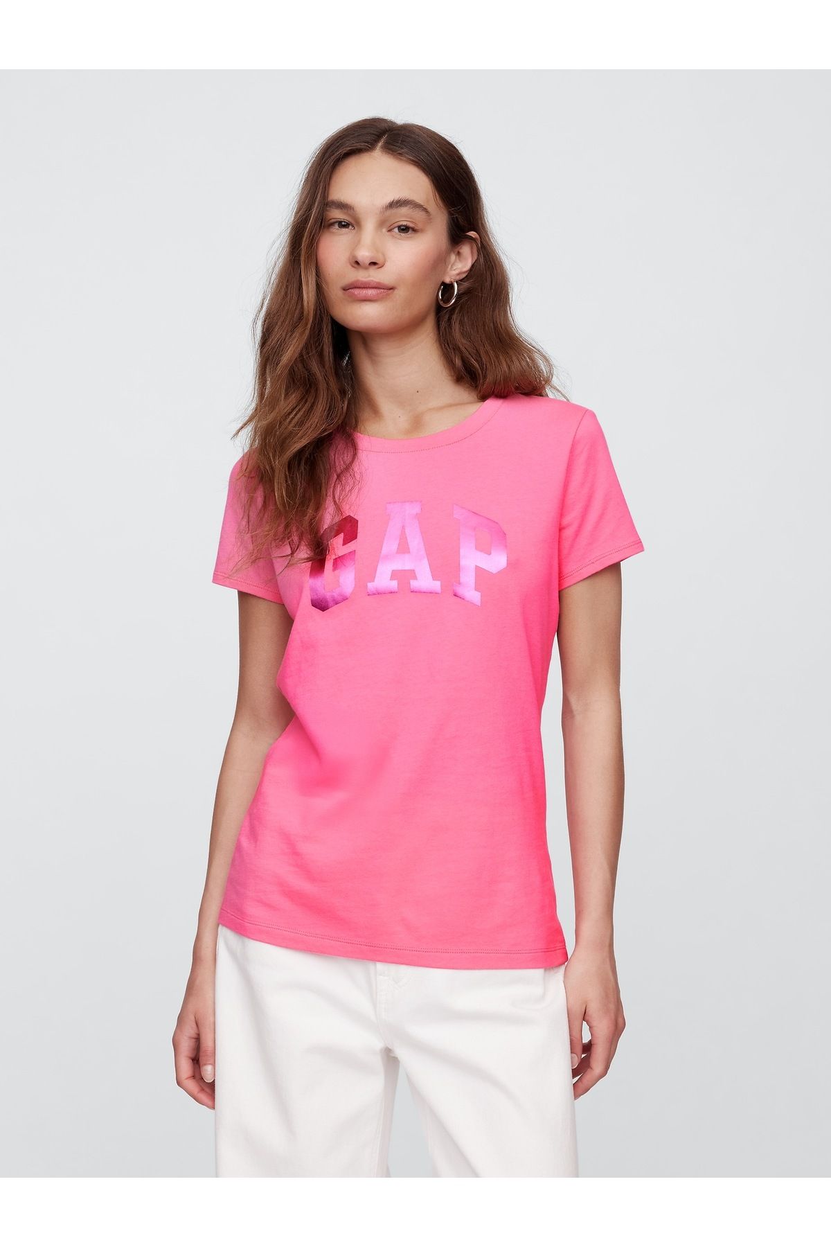 GAP Kadın Pembe Gap Logo T-Shirt