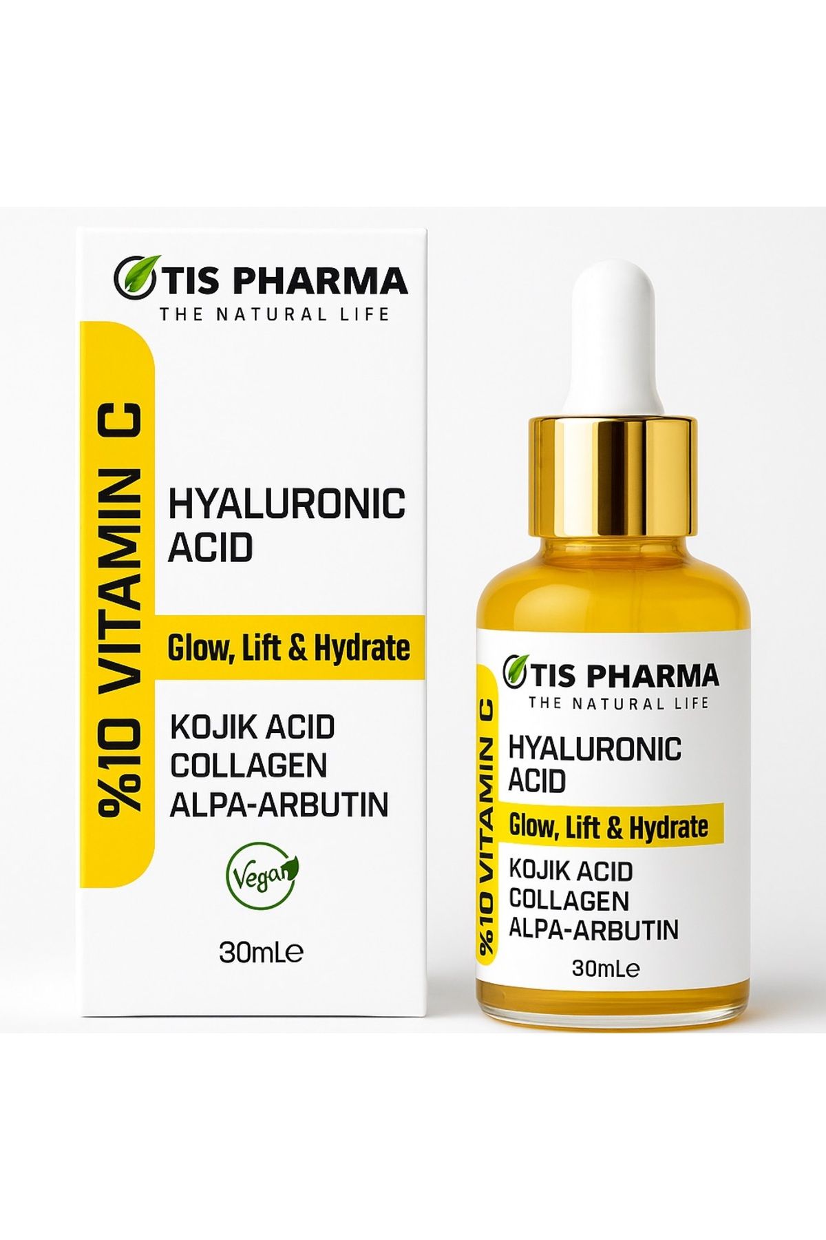 Otis Pharma Yaşlanma Karşıtı %100 Vegan Hyaluronik Asitli %10 C Vitamini Serumu - 30ml