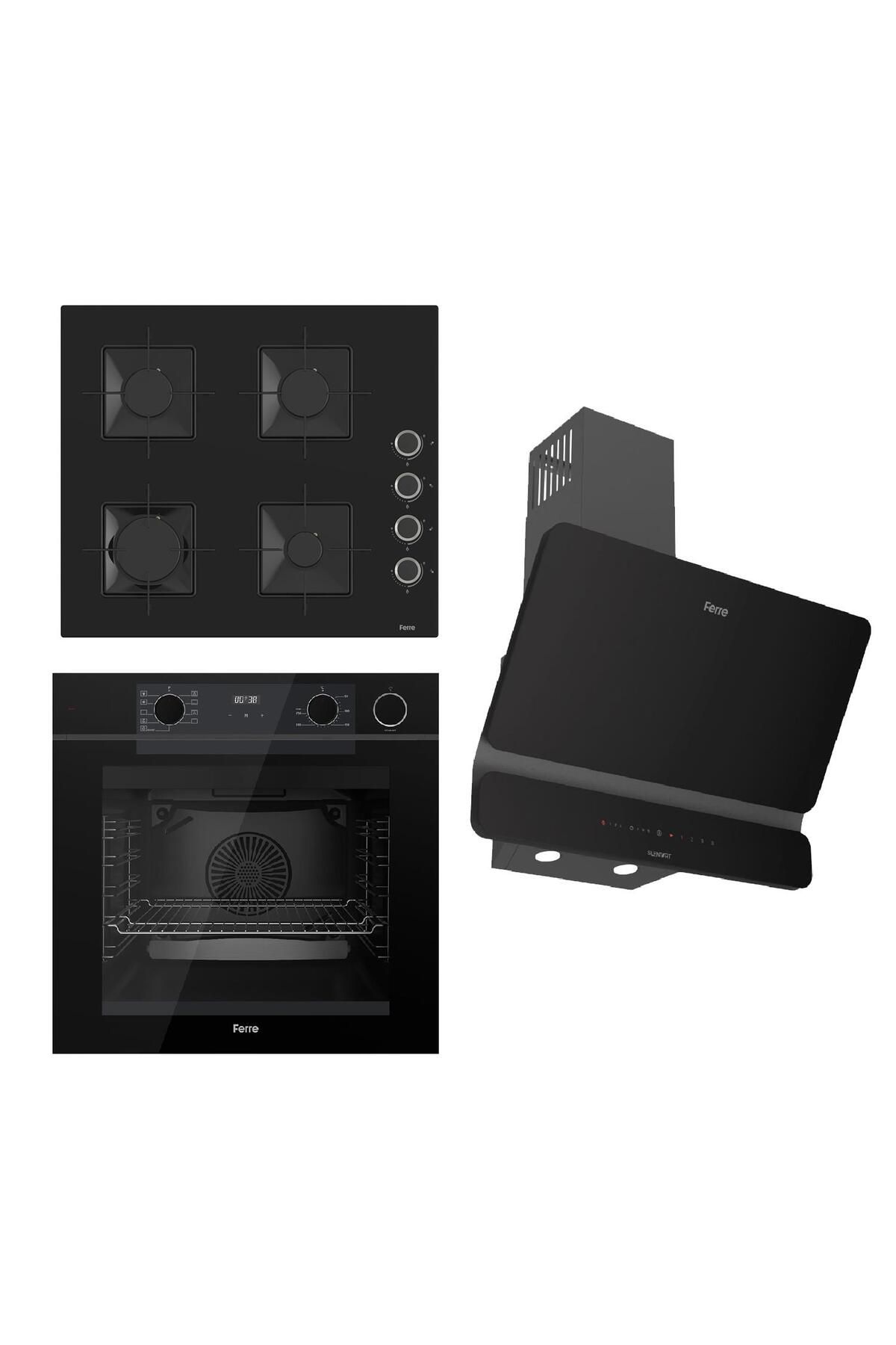 Ferre STEAMART-FRYART-SILENTART Serisi Siyah Set (SS205 + QEP64CS +D080-SA ) - Emaye Izgara
