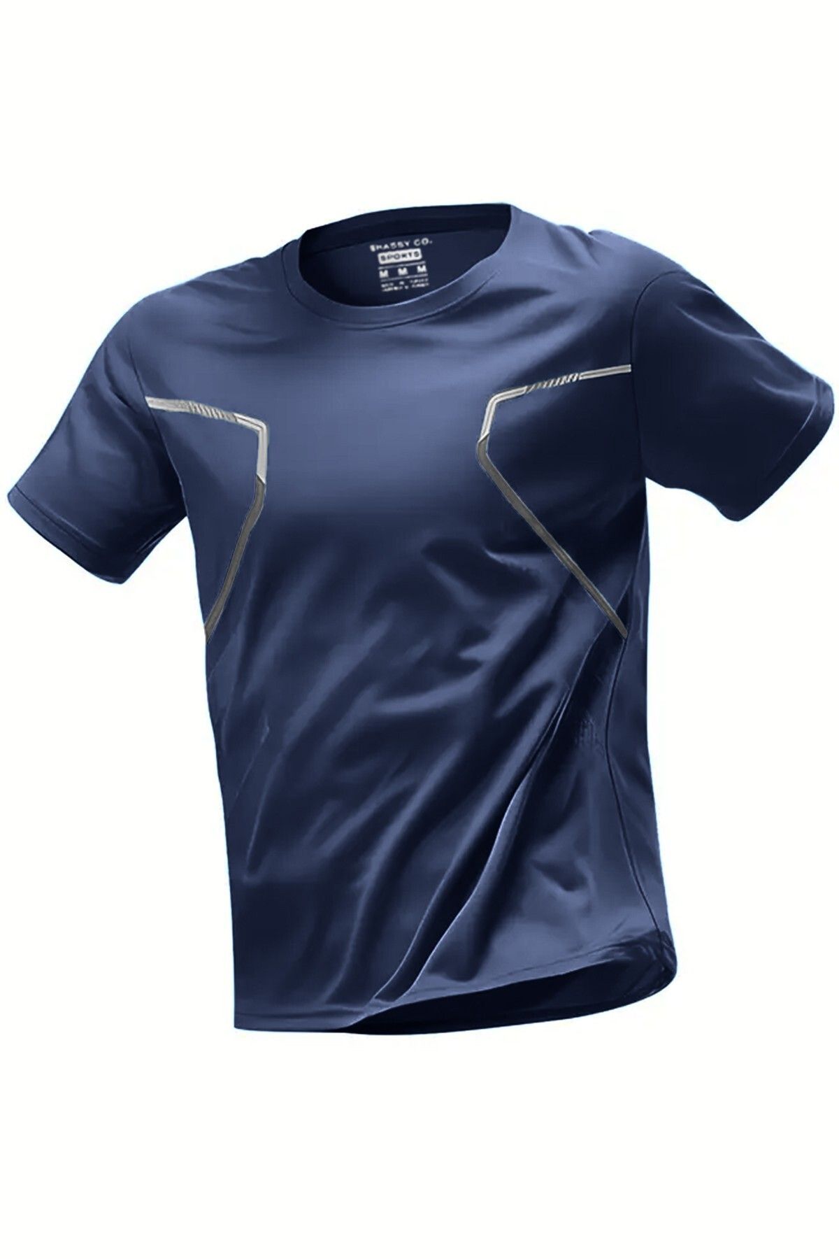 GHASSY CO. Ghassy Co. Erkek Ultra Esnek Nem Emici Vücut Geometrik Hızlı Kuruyan Hafif Spor T-shirt