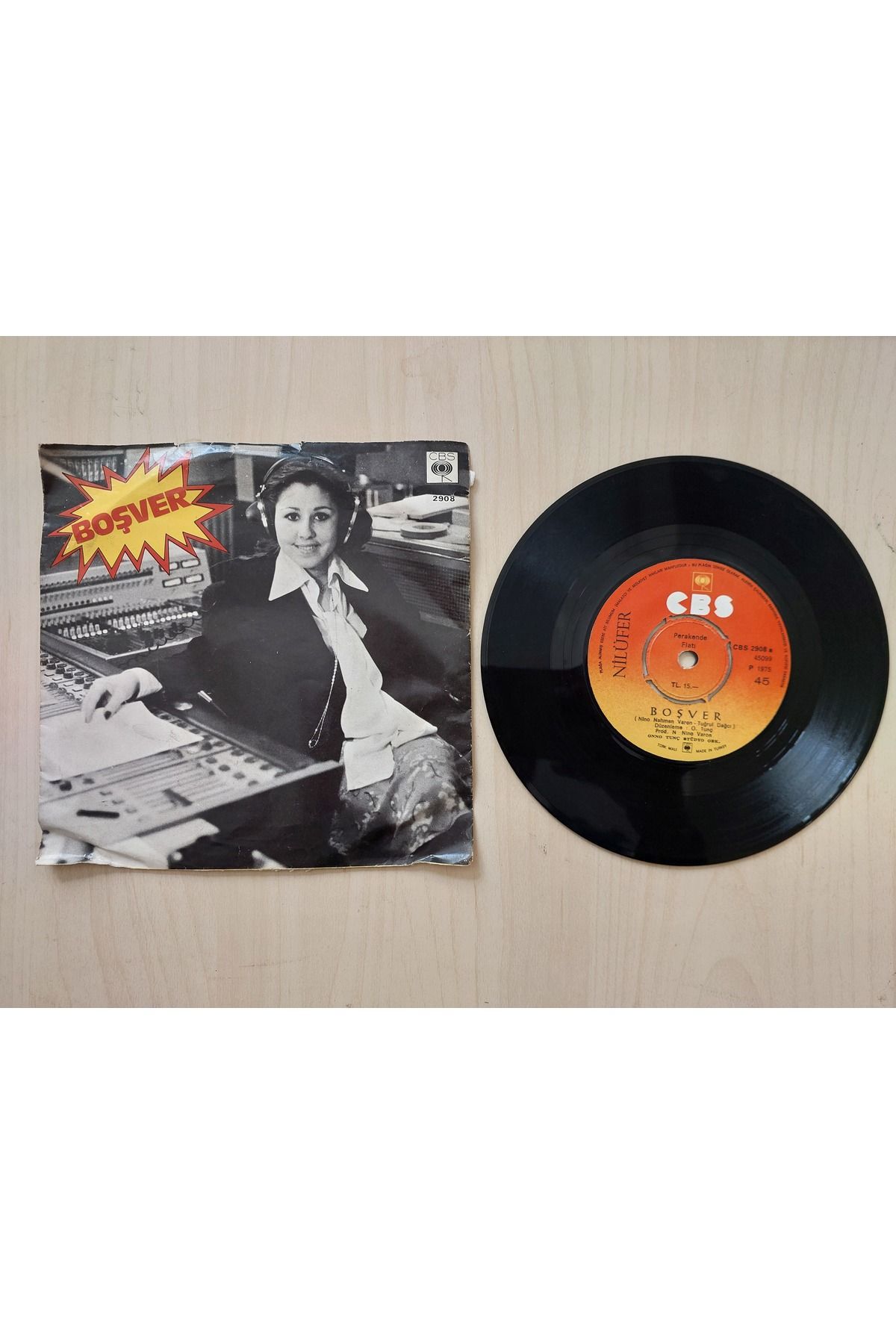 Plakperest Nilüfer – Boşver / Boşverdim - 1975 Türkiye Basım 45 lik Plak-2.EL