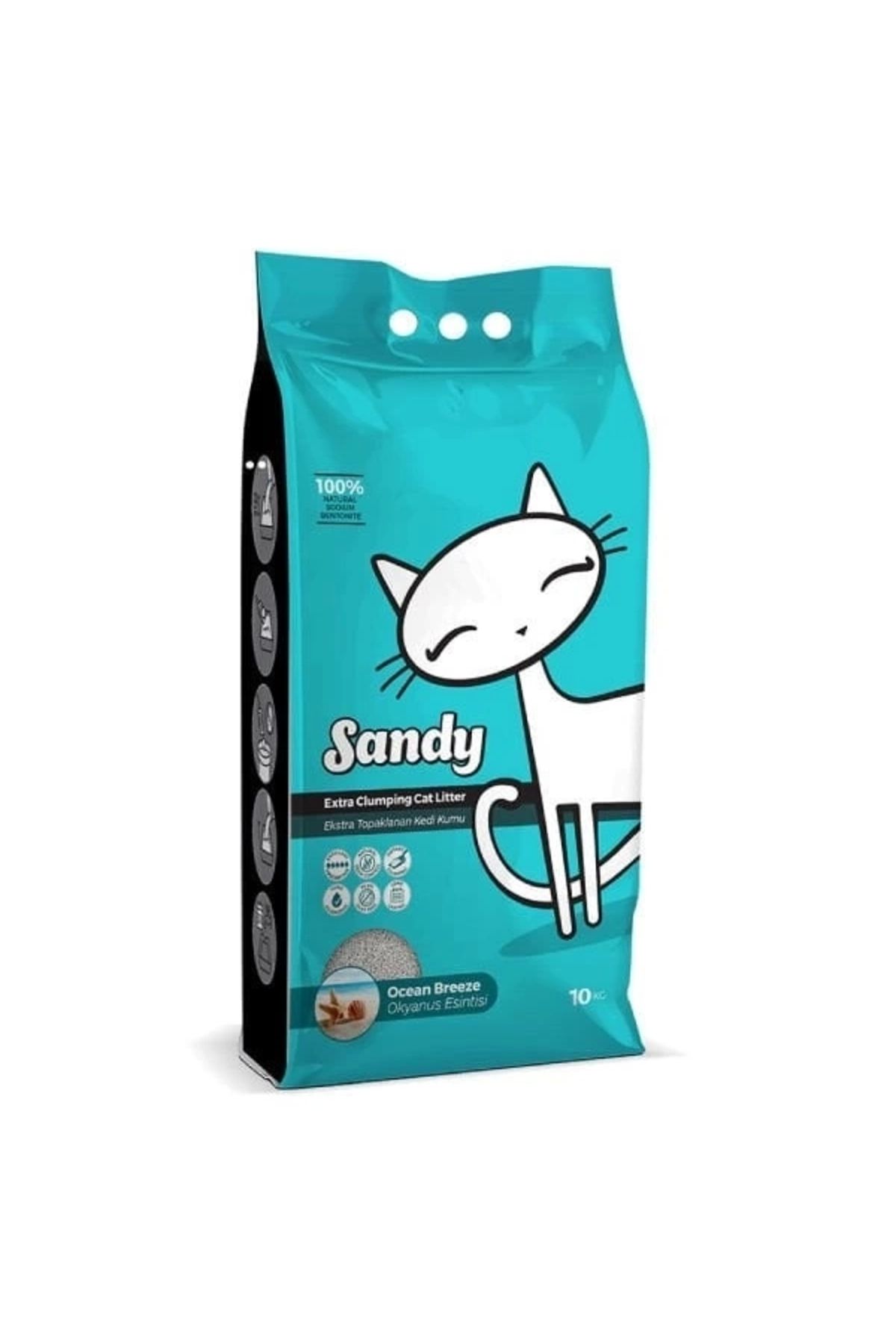 ShopNova Sandy Ekstra Topaklanan Okyanus Esintili Doğal Kedi Kumu 10 Kg