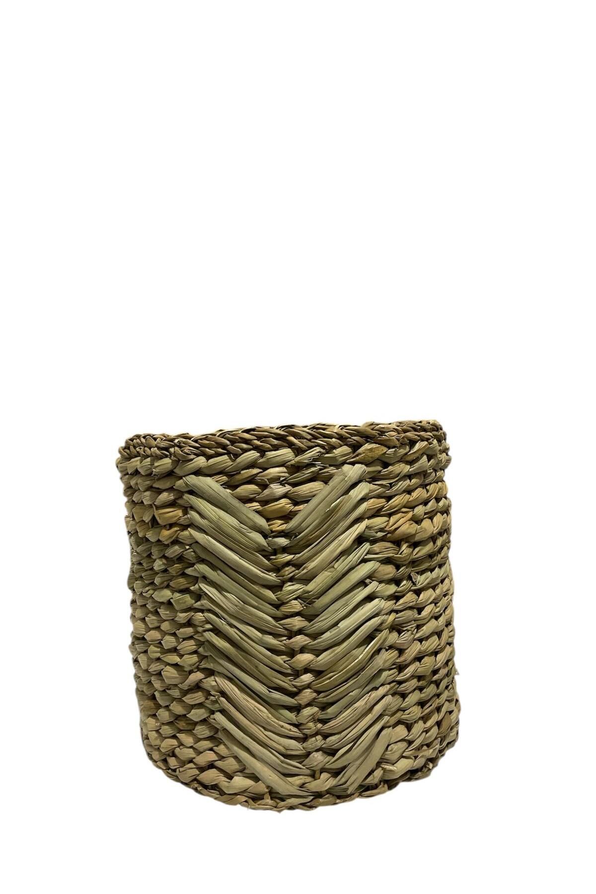 CasaLinda Yuvarlak Hasır Çok Amaçlı Saksı Sepet 37x37x32 cm 12043