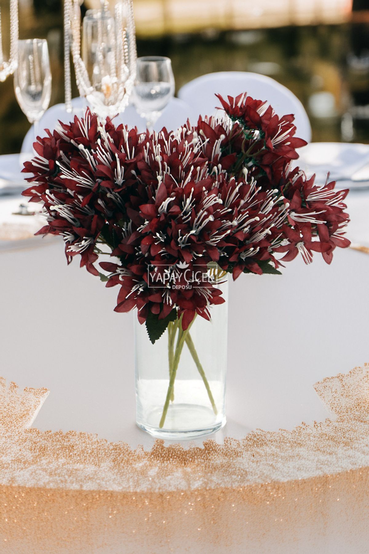 Yapay Çiçek Deposu Yapay Çiçek Lüx Çöl Lilyumu 30 cm Bordo