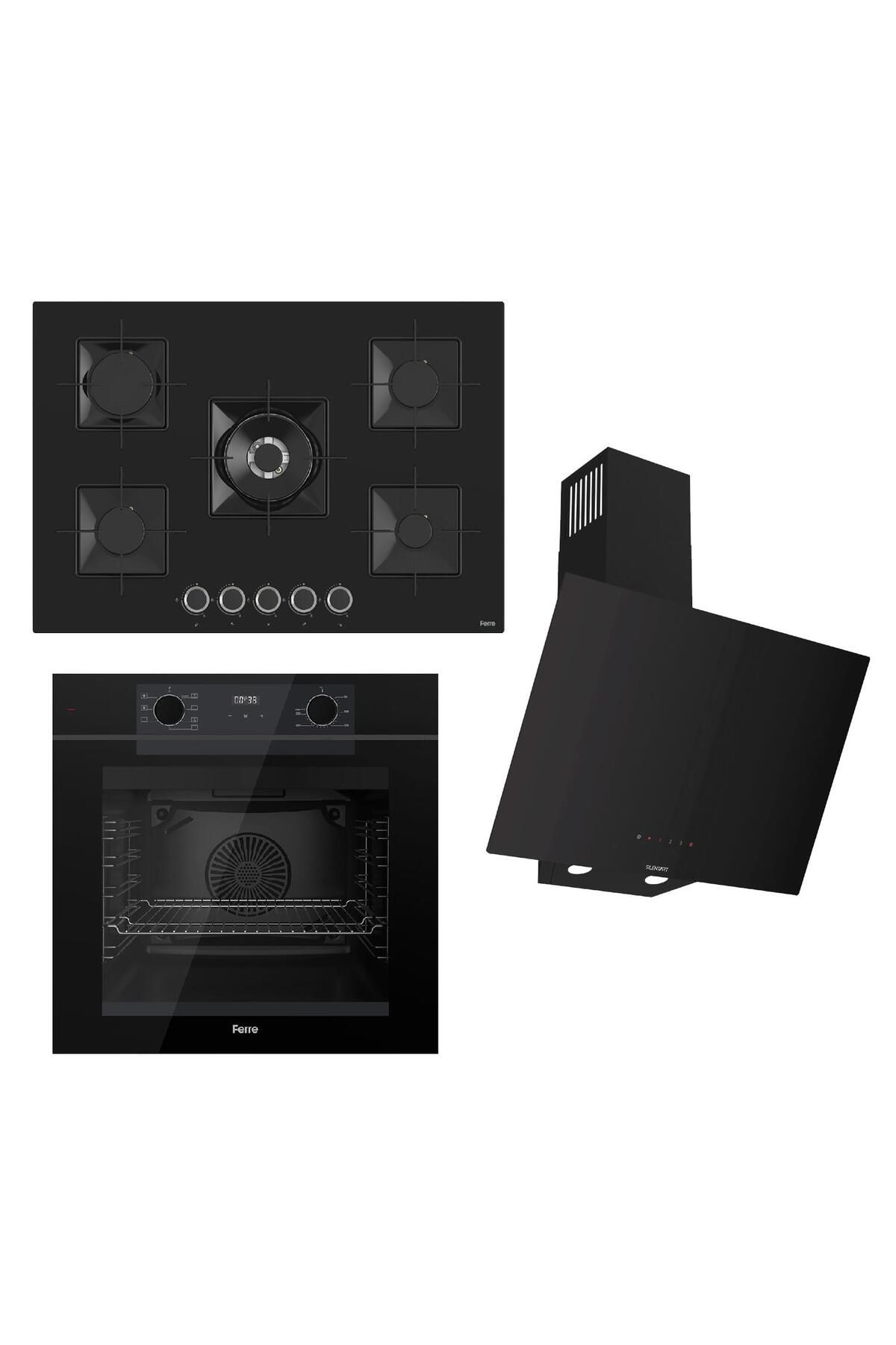 Ferre FRYART-SILENTART Serisi Siyah Set (SS035 + QEP63CS +D077-SA ) - Emaye Izgara