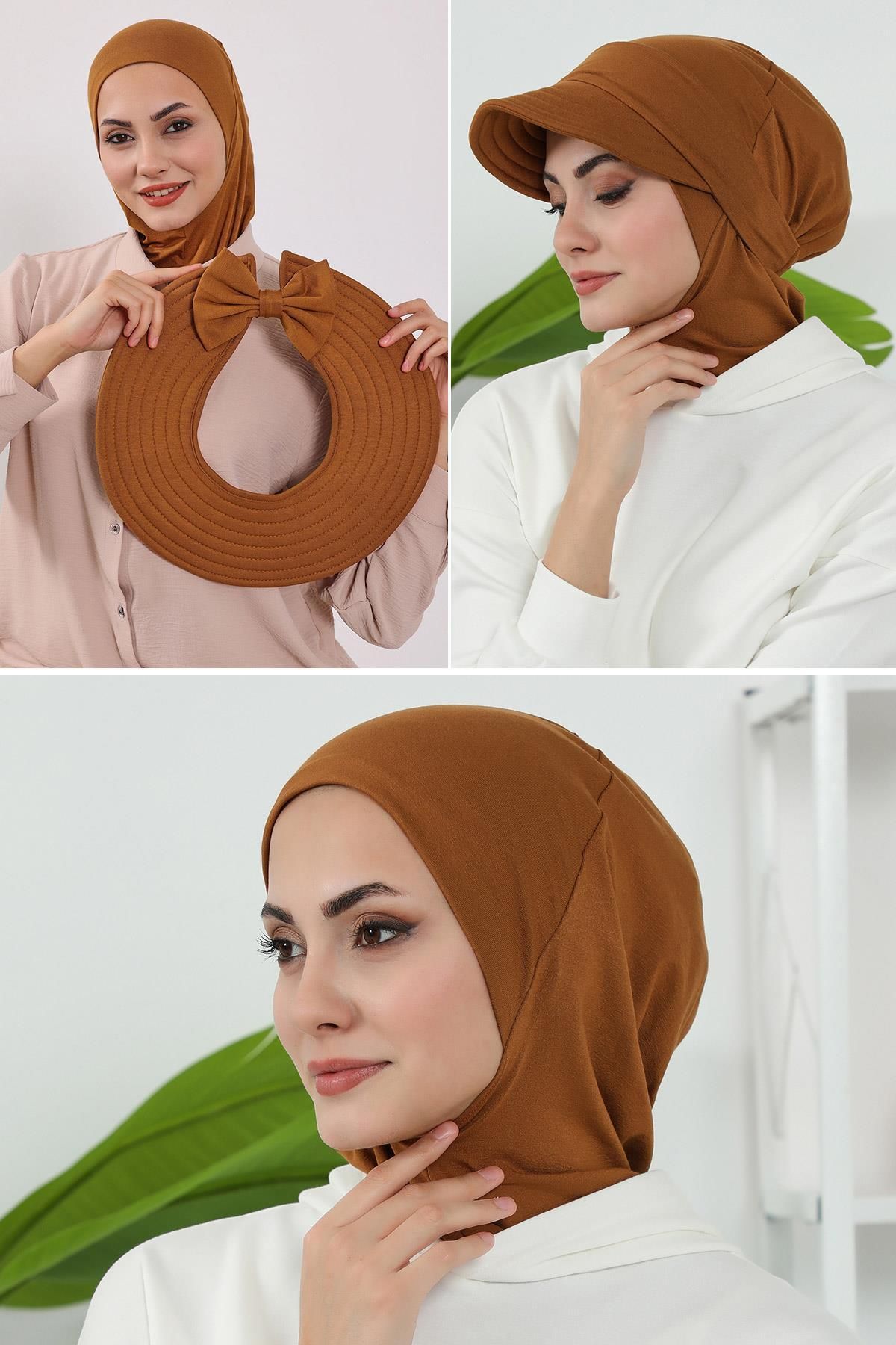 Aisha's Design 3'lü Tak-Çık Bone,Siperlik ve Şapka Seti Tesettür,ST-1P