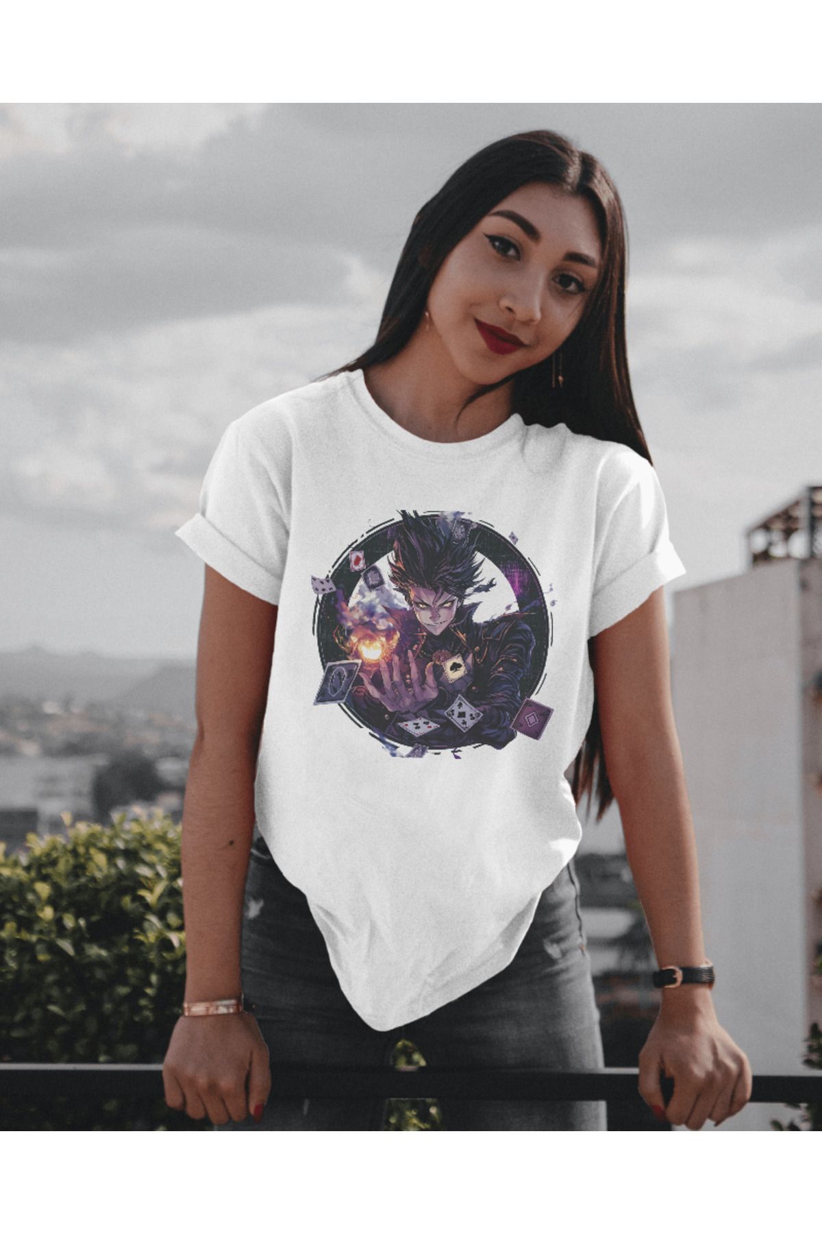 BELLACHIA Anime Karakter Baskılı Kadın Tişört – Enerjik ve Çarpıcı Stil! 🔥🎴