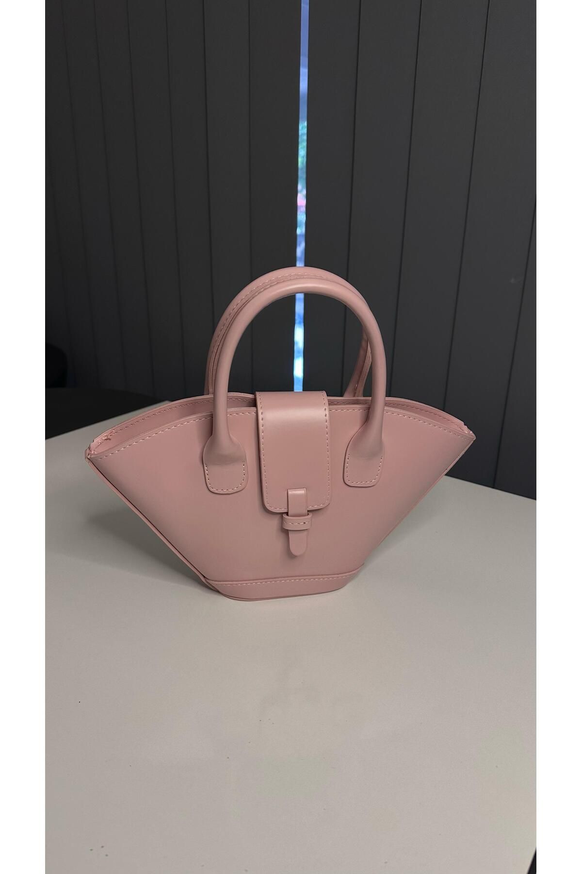 Store Pembe Kadın Suni Deri Tokalı El Ve Omuz Çantası