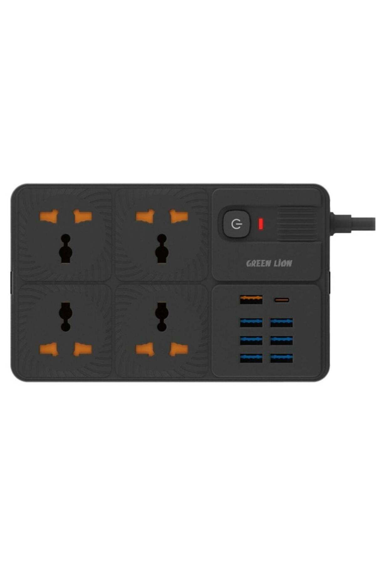 Green Lion-Power Socket 7 USB-A Port & 1 PD 20W Port, 4 AC Socket UK AU US EU, Safety Shutter, Porta 1