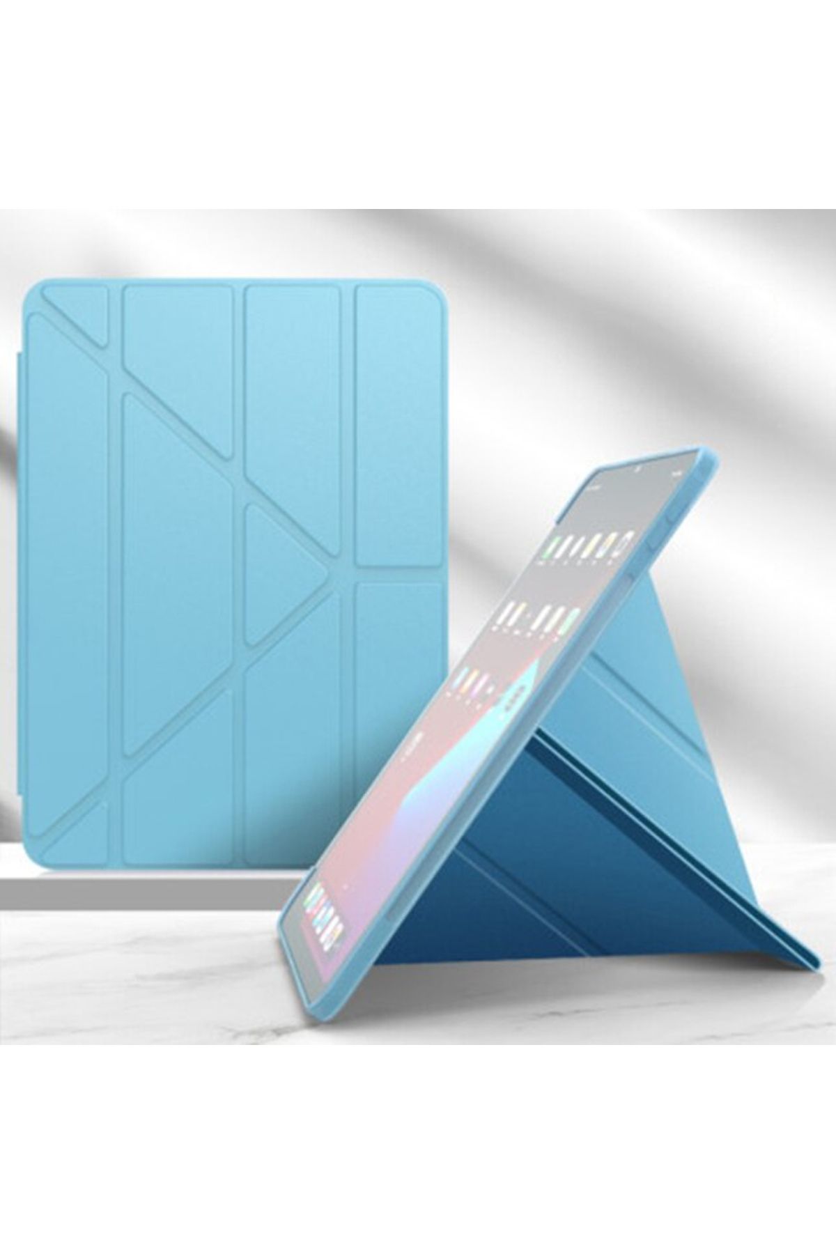Smart Tech Apple iPad Pro 10,5 / iPad Air 3 Smart Cover Üçgen Stand Arkası Şeffaf Tablet Kılıfı