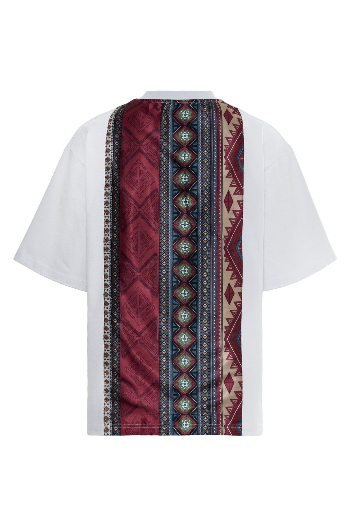 MORREZ Beyaz Arkası Etnik Desenli T-Shirt K
