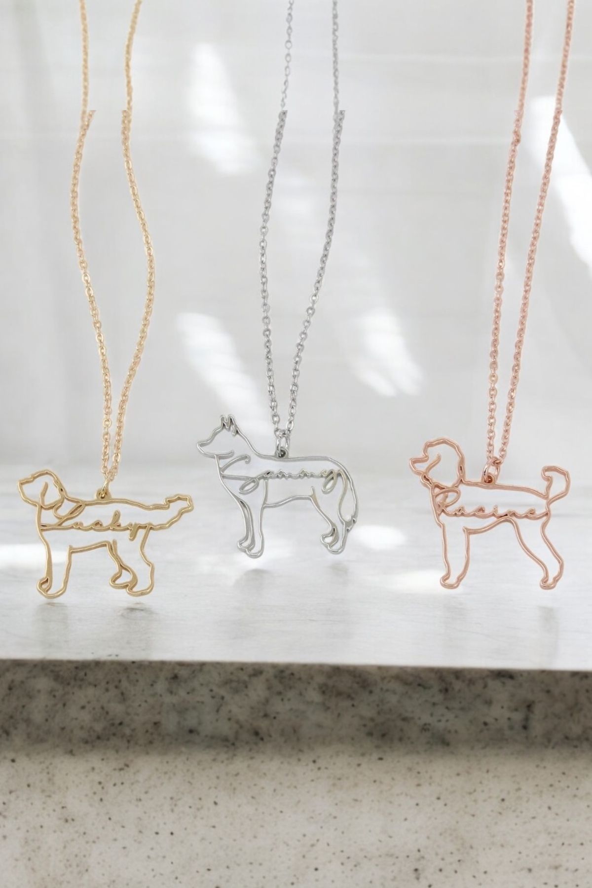 Miltonia 925s Gümüş İsim Kolye Köpek Figürlü Gümüş Kolye
