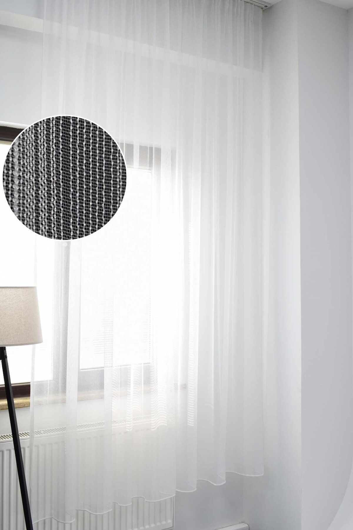 birizmoda Safir Desenli Ekstrafor Büzgülü Pilesiz Tül Perde - Fikse
