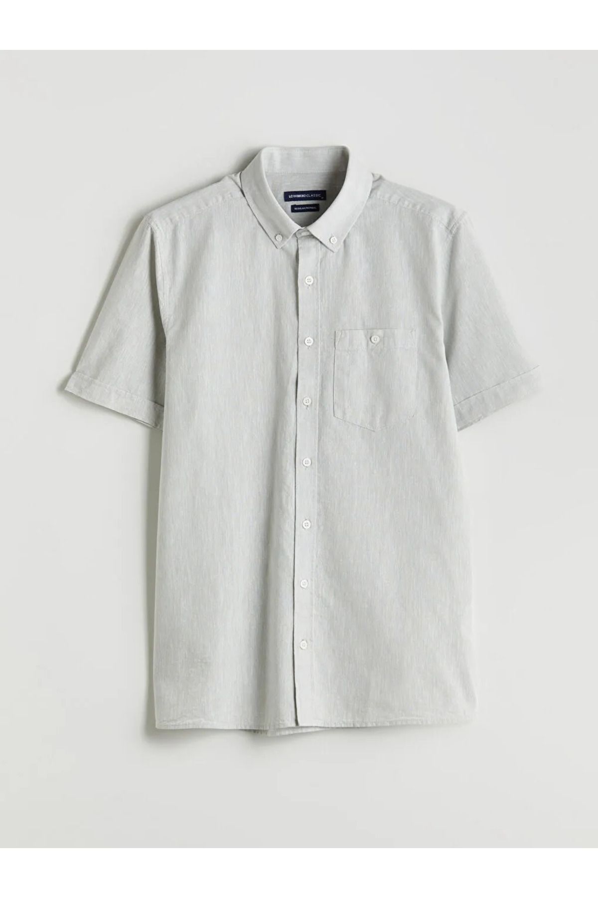 LC Waikiki LCWAIKIKI Classic Yeşil Regular Fit Keten Karışımlı Erkek Gömlek