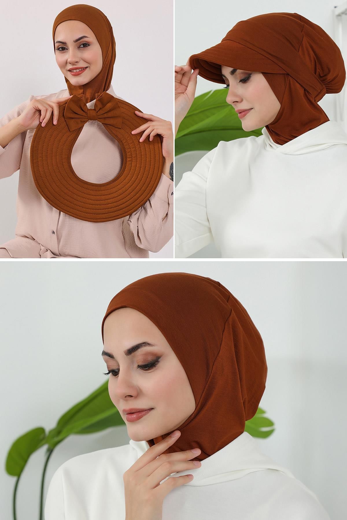 Aisha's Design 3'lü Tak-Çık Bone,Siperlik ve Şapka Seti Tesettür,ST-1P