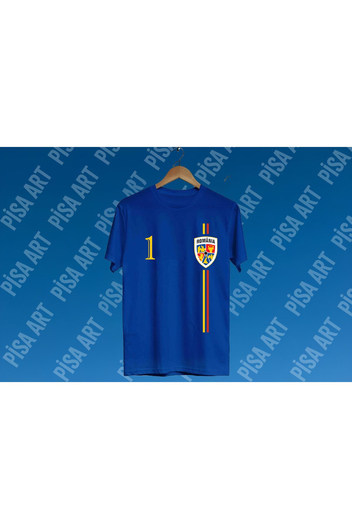 Pisa Art Romanya Milli Futbol Takımı Retro 1 Özel Tasarım Unısex Taraftar T-Shirt