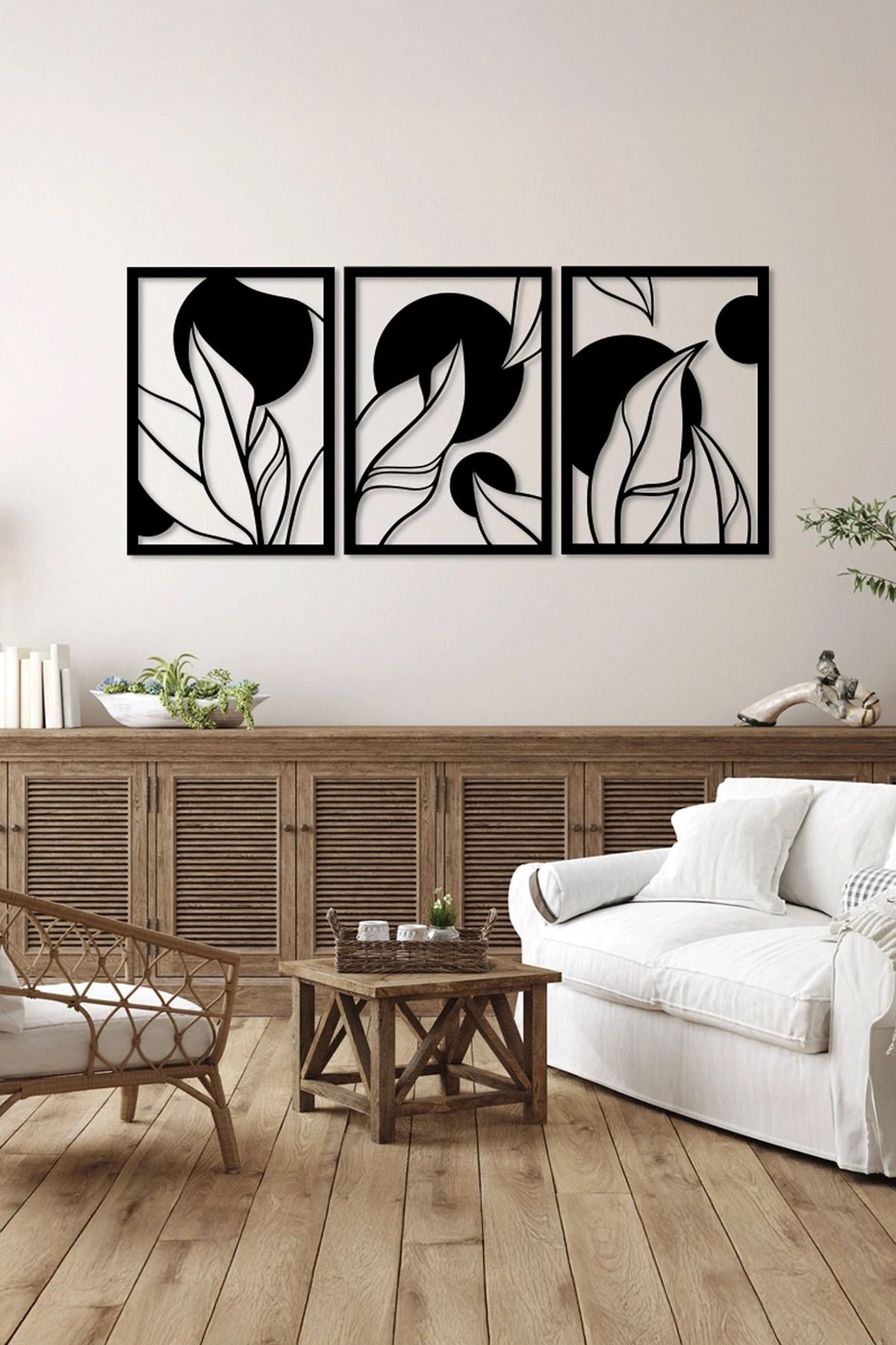 Artavessa 3 Parça Floral Çiçekler Temalı Lazer Kesim Mdf Tablo Seti - Model 1