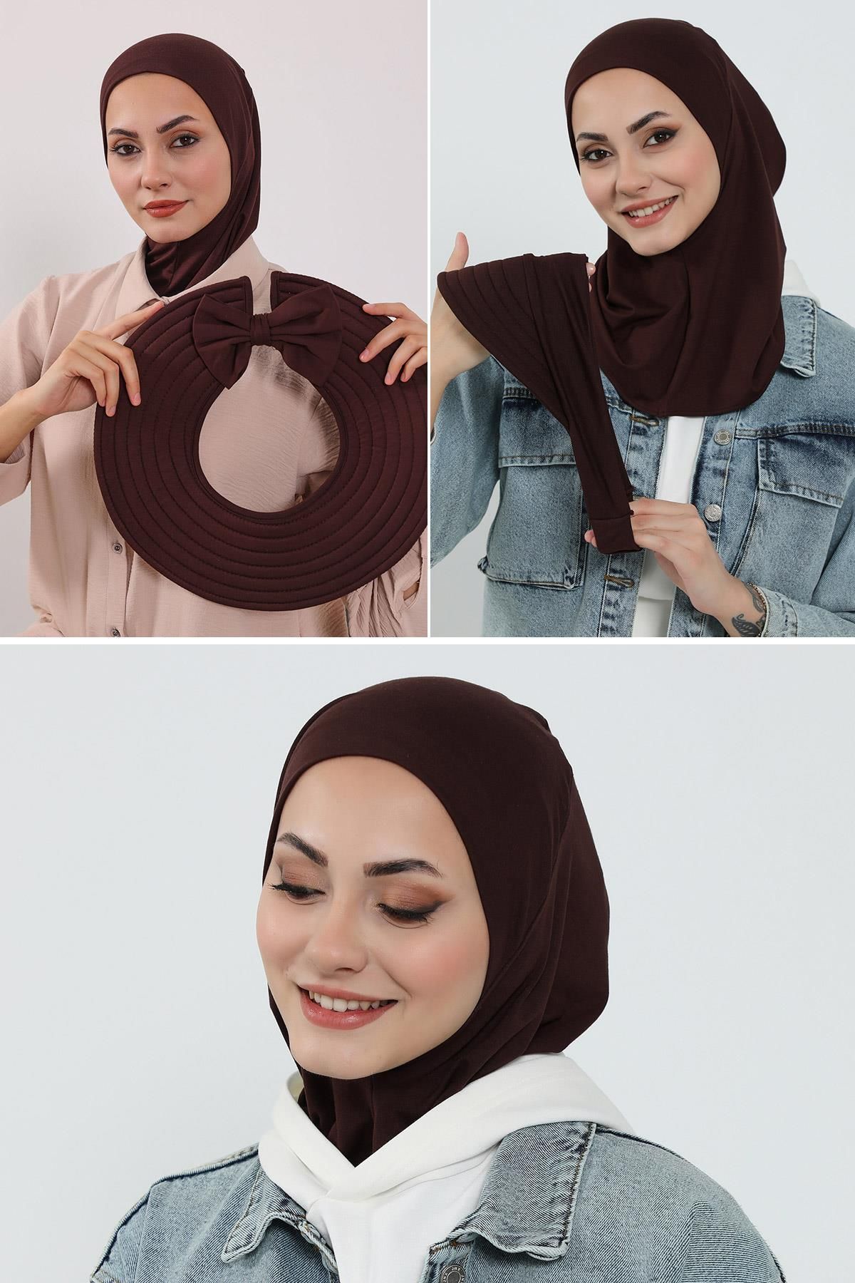 Aisha's Design 3'lü Tak-Çık Bone,Siperlik ve Şapka Seti Tesettür,ST-1P