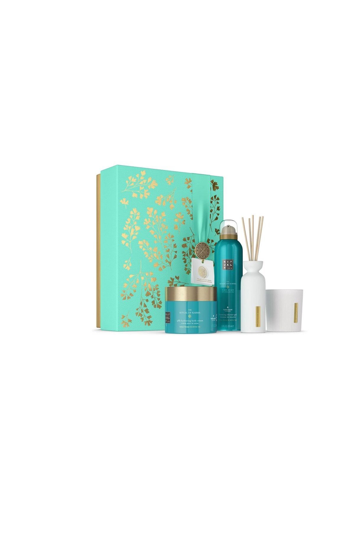 Rituals The Ritual of Karma Hediye Seti, Duş Köpüğü, Vücut Kremi, Kokulu Mum ve Mini Koku Çubukları