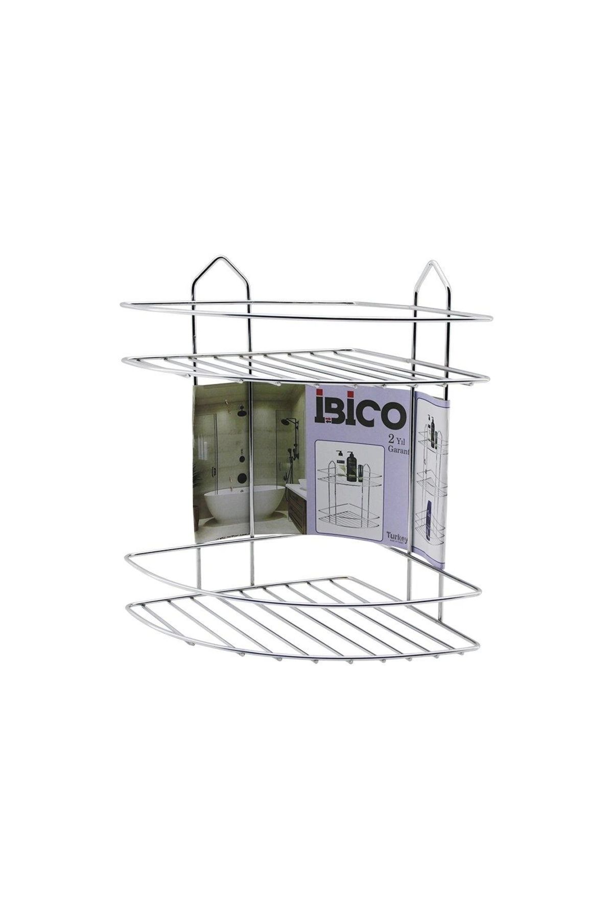İnnMerry 2 KATLI - ÜÇGEN KROM METAL BANYO KÖŞELİK - DUŞKABİN RAF (5047)
