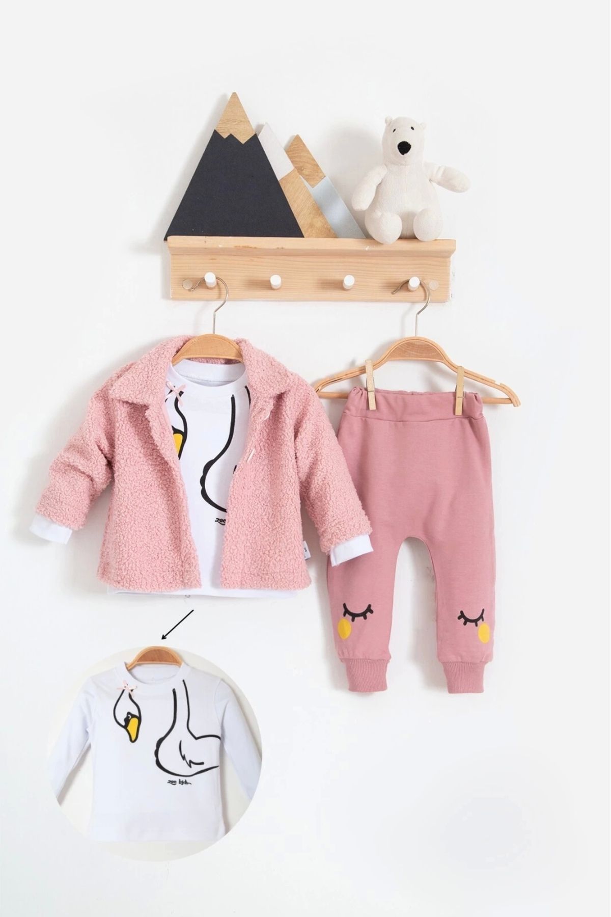 Beruflic Peluş Hırkalı 3 Lü Kız Bebek Takım