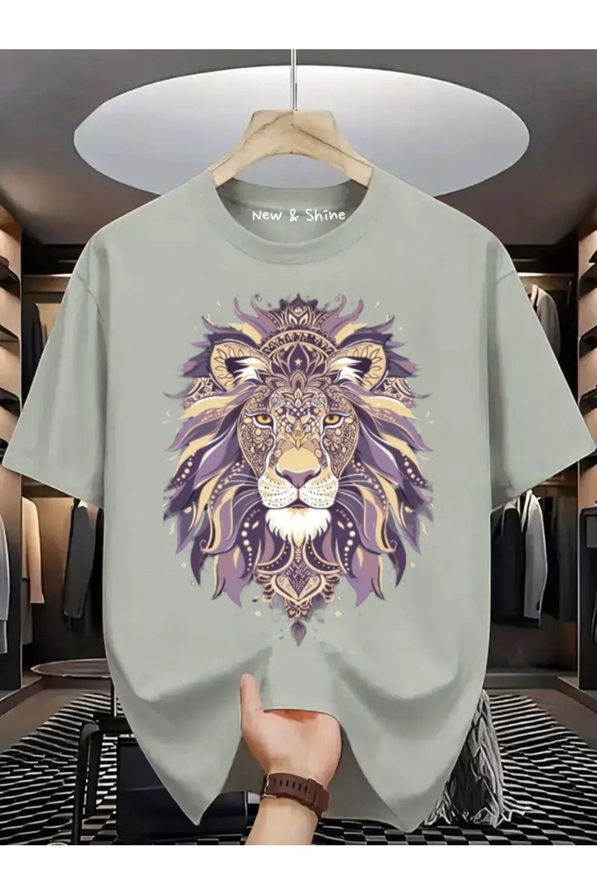 New Shine Aslan Baskılı Oversize T-Shirt
