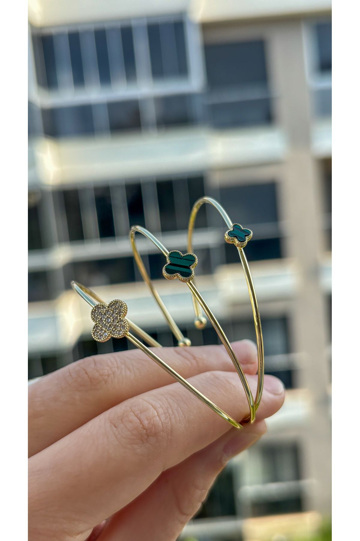 sole jewelry 3’lü Çelik Yonca Bileklik Vn Clf