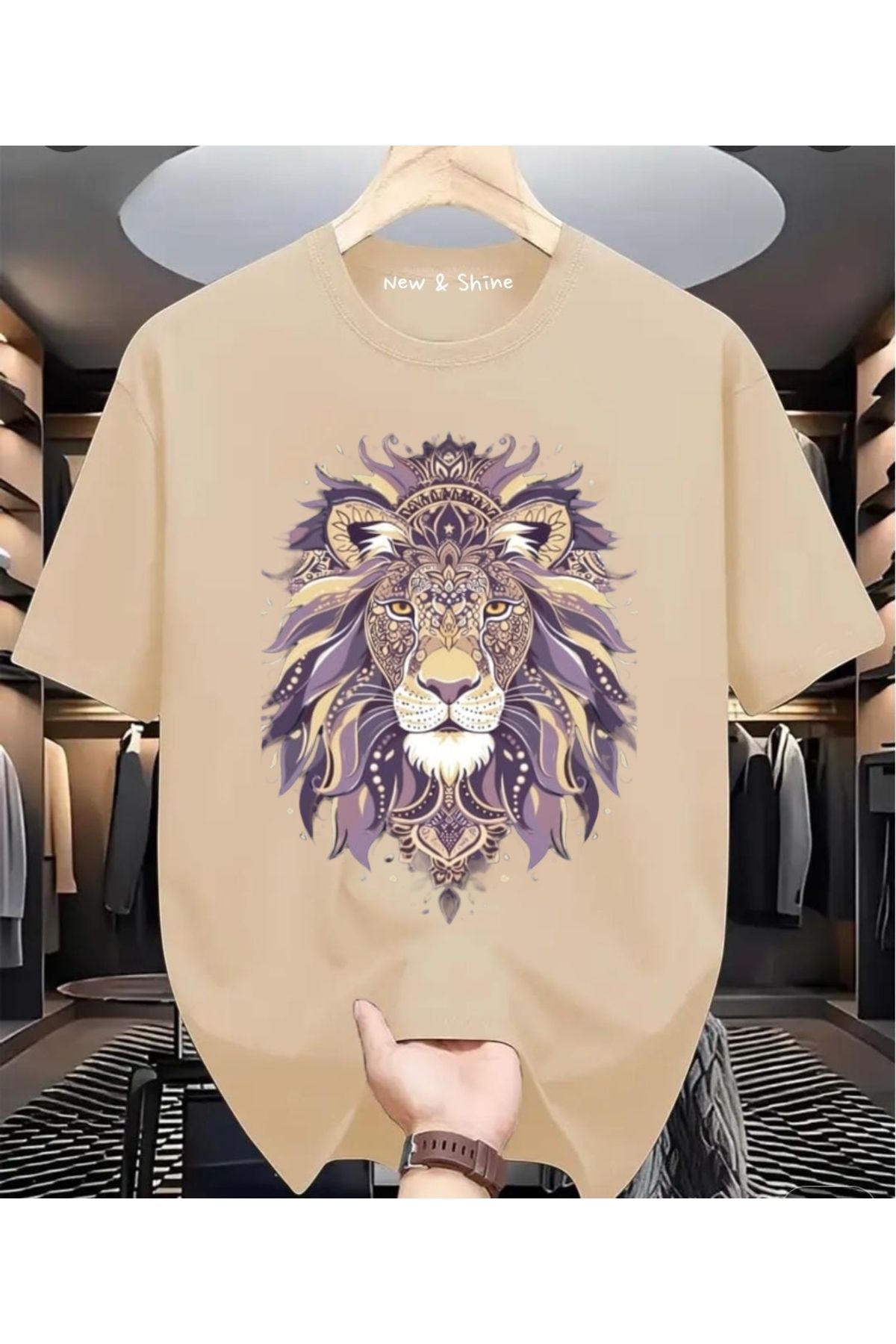 New Shine Aslan Baskılı Oversize T-Shirt