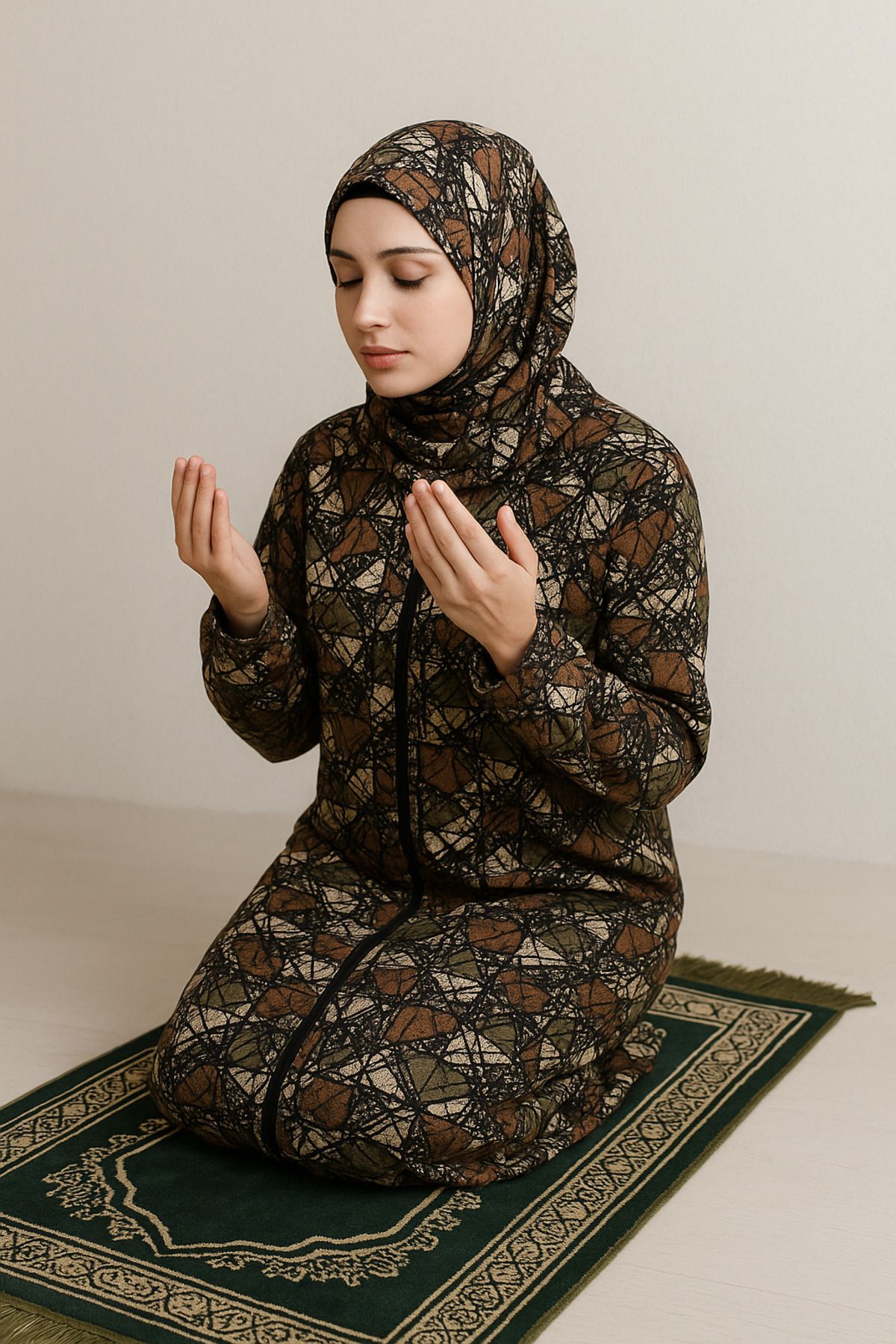 Defkay Kendinden Başörtülü Kadın Namaz Elbisesi