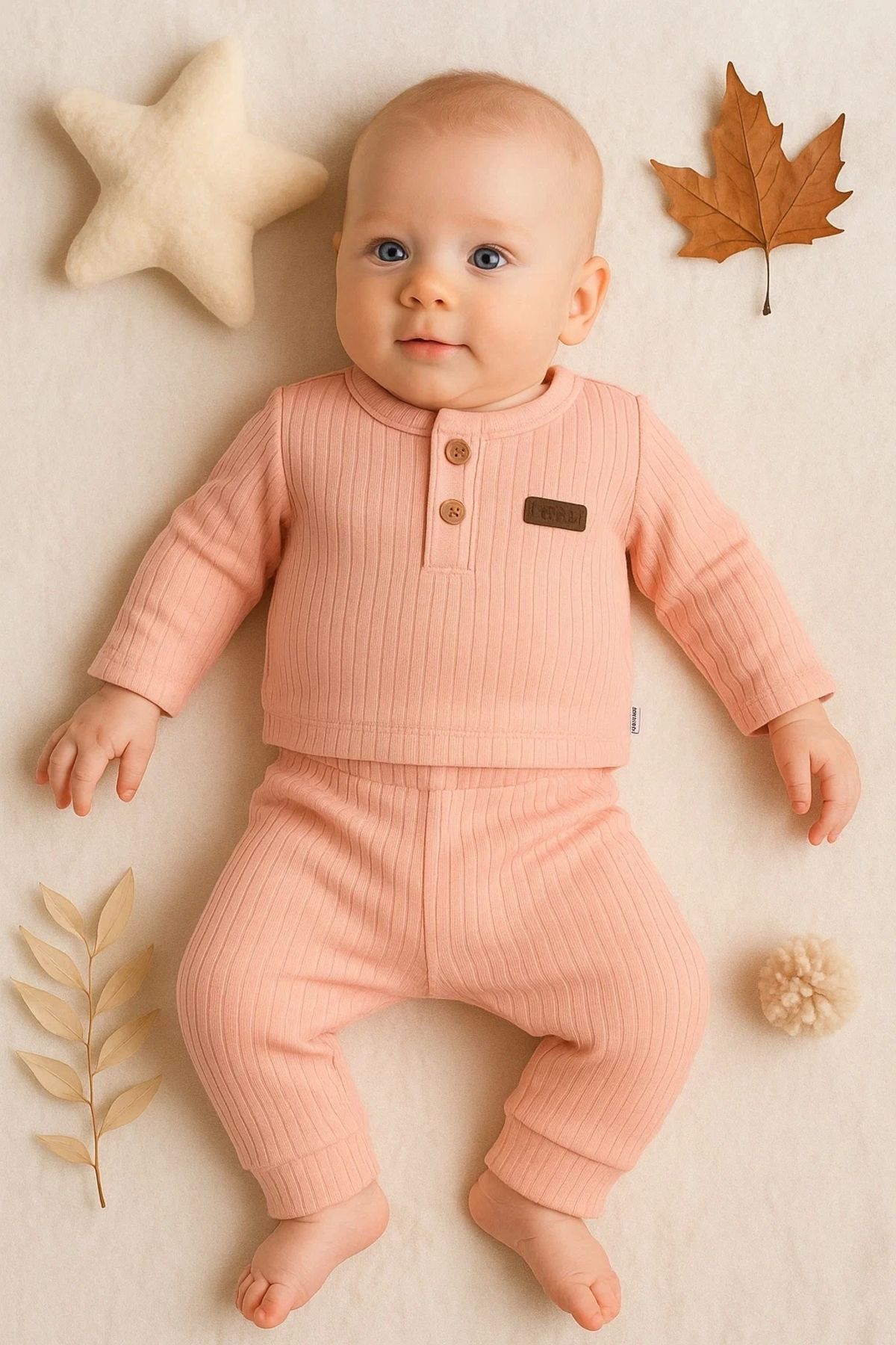 Beruflic Çizgili Kumaş % 100 Pamuk 2'li Unisex Takım