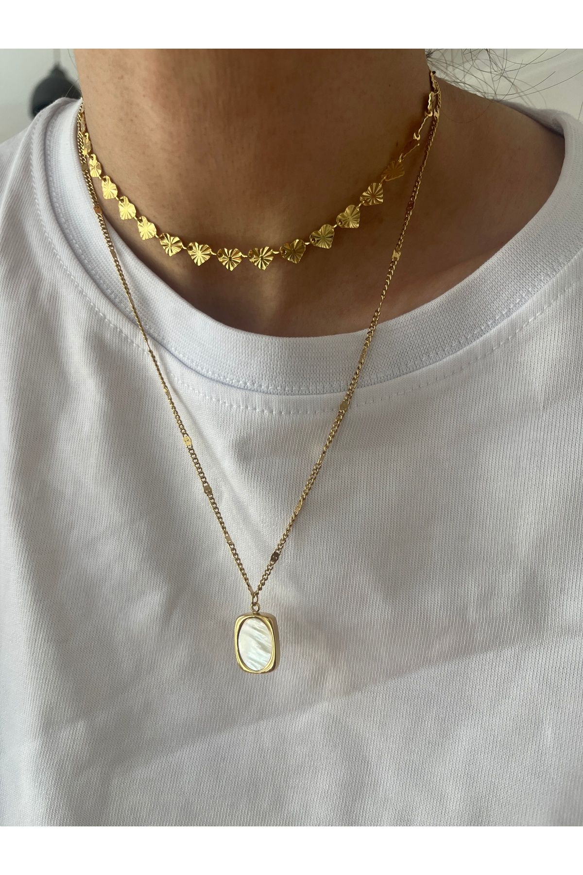 Hoop jewelery çelik plaka kolye