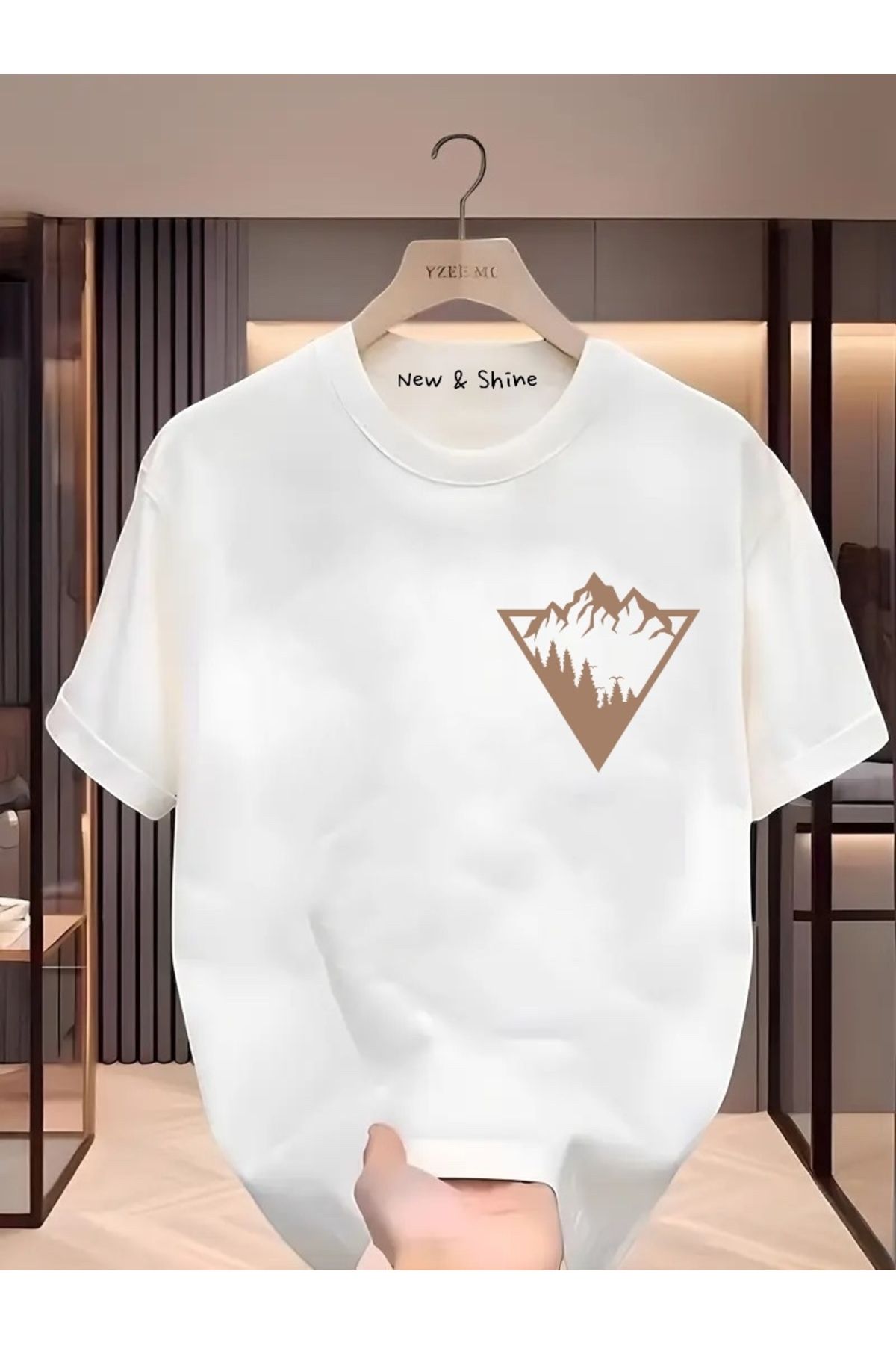 New Shine Dağ Baskılı Oversize T-Shirt