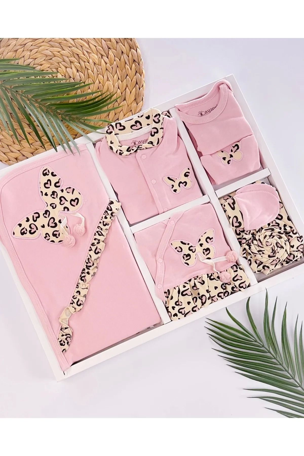Beruflic Leopar Desenli 10 Parça kız Bebek Hastane Çıkışı Kutulu %100 Pamuk