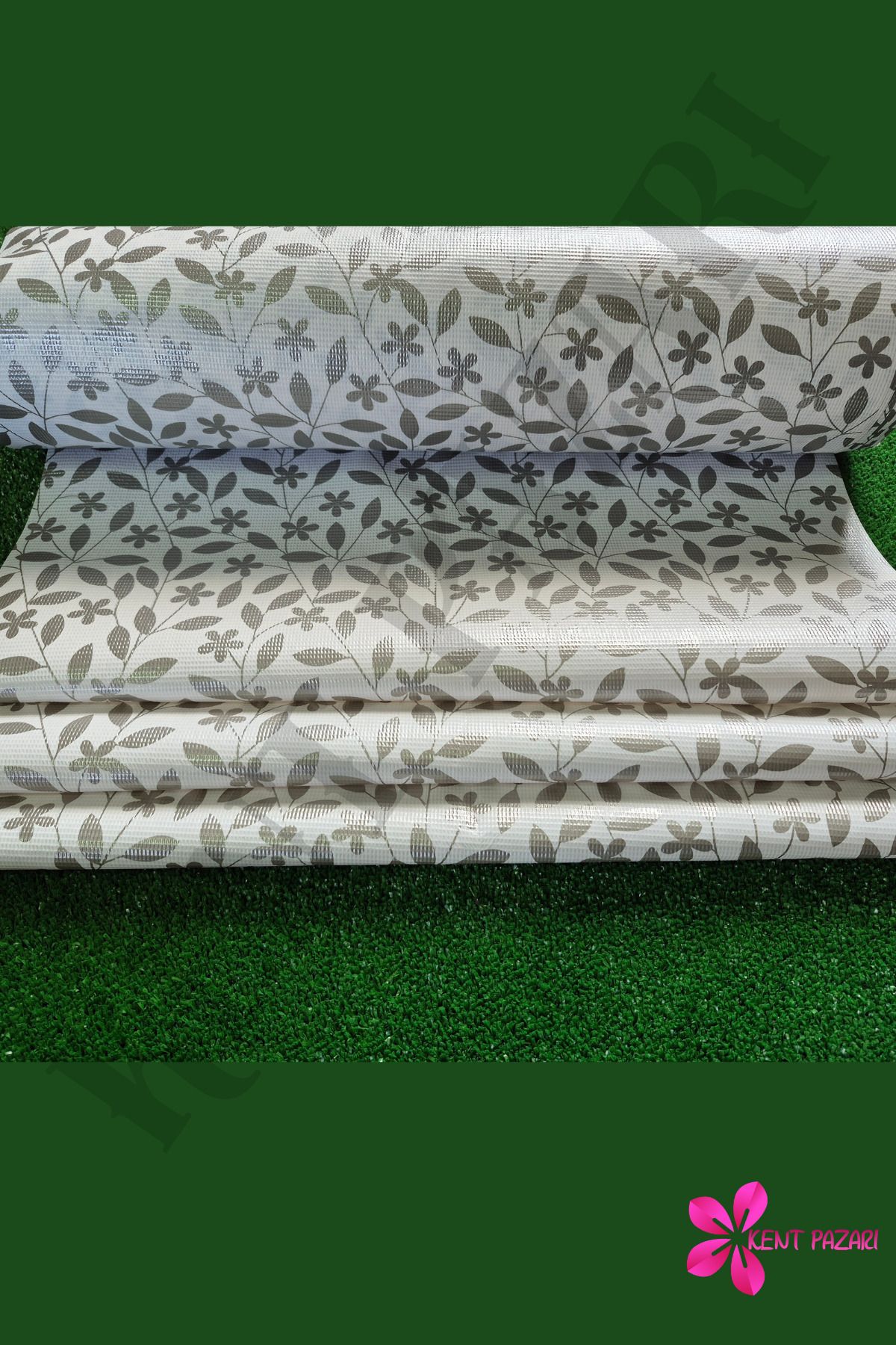 Kent Pazarı Kaydırmaz Raf Örtüsü 50x500 cm-Yaprak Desen | Dolap İçi,Çekmece,Buzdolabı ve Vitrin İçin Kaymaz Örtü