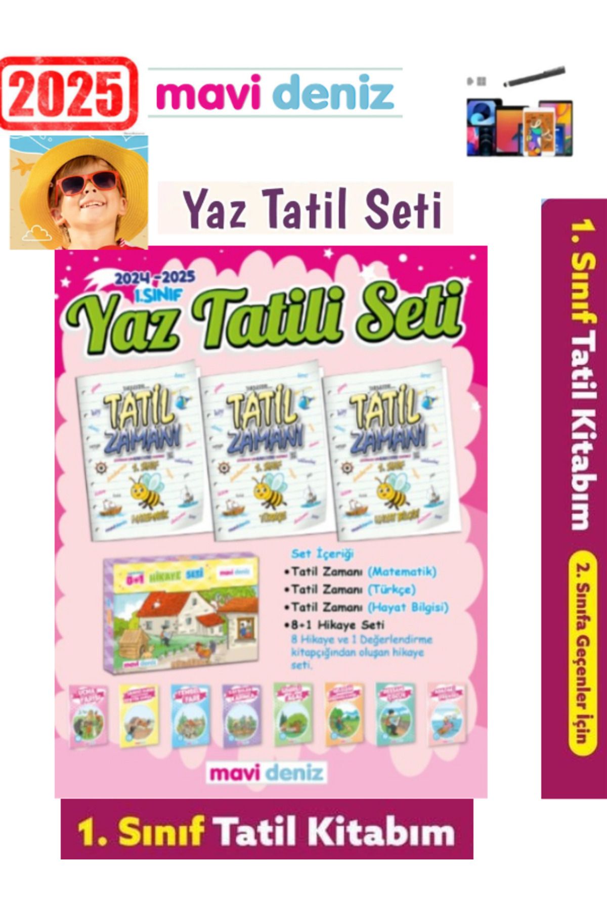 Ens Yayıncılık Mavi Deniz Yayıncılık 1.Sınıf Yaz Tatil Kitabı 12 Kitap+Android Kalem