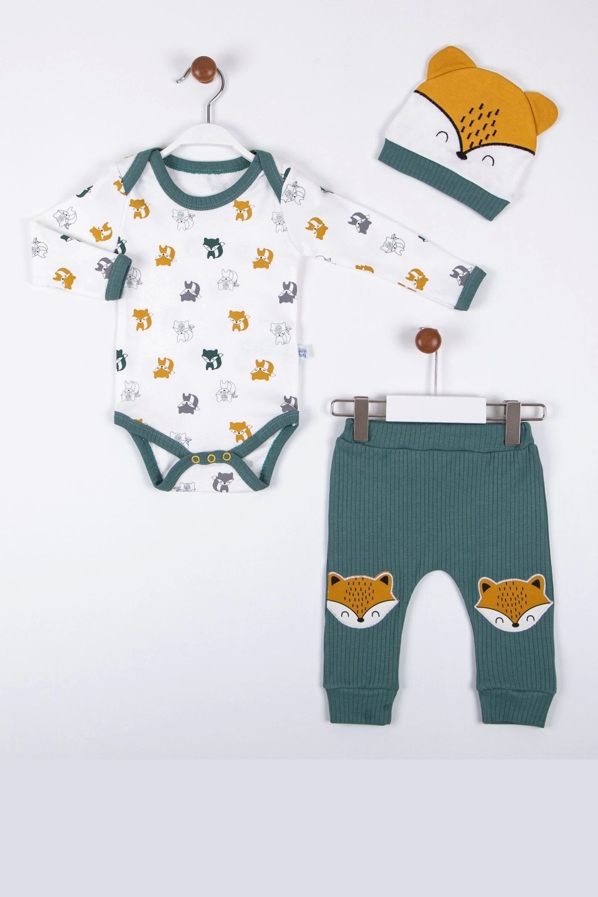 Beruflic Little Fox Desenli 3'lü % 100 Pamuklu Erkek Takım