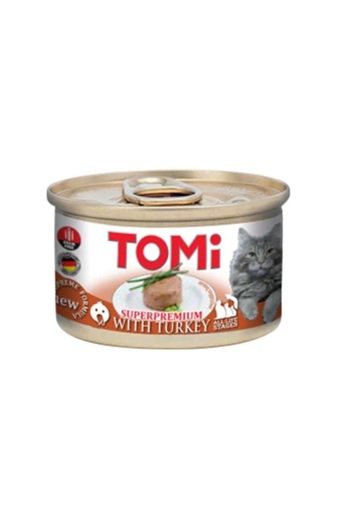 ShopNova Tomi Kıyılmış Hindili Tahılsız Yetişkin Konserve Kedi Maması 85 Gr