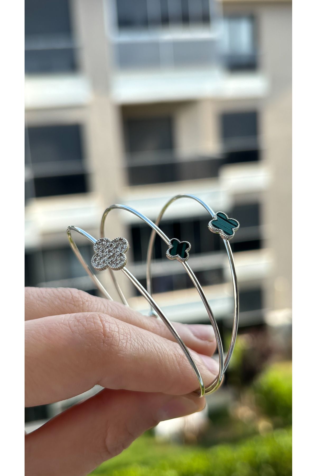 sole jewelry 3’lü Çelik Yonca Bileklik Vn Clf
