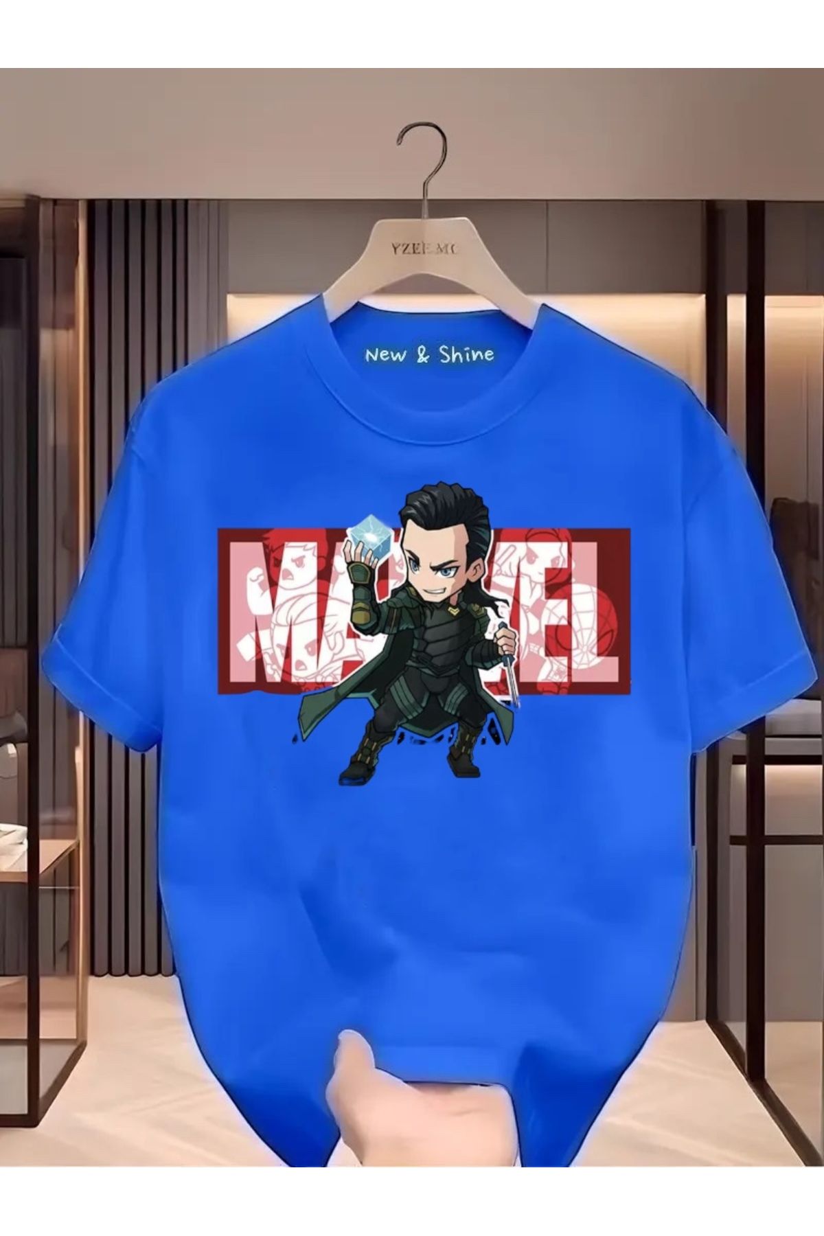 New Shine Süper Kahraman Loki Baskılı Oversize T-Shirt