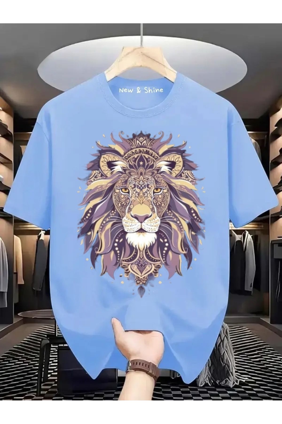New Shine Aslan Baskılı Oversize T-Shirt