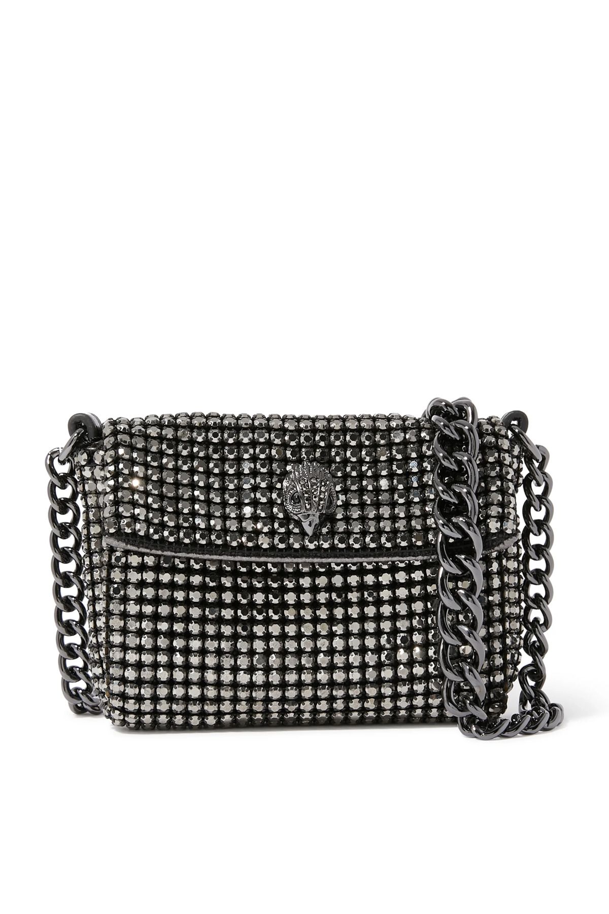 Kurt Geiger Party Mini Crossbody Çanta 13x10x3 cm Kristal Fileli Zincir Askılı