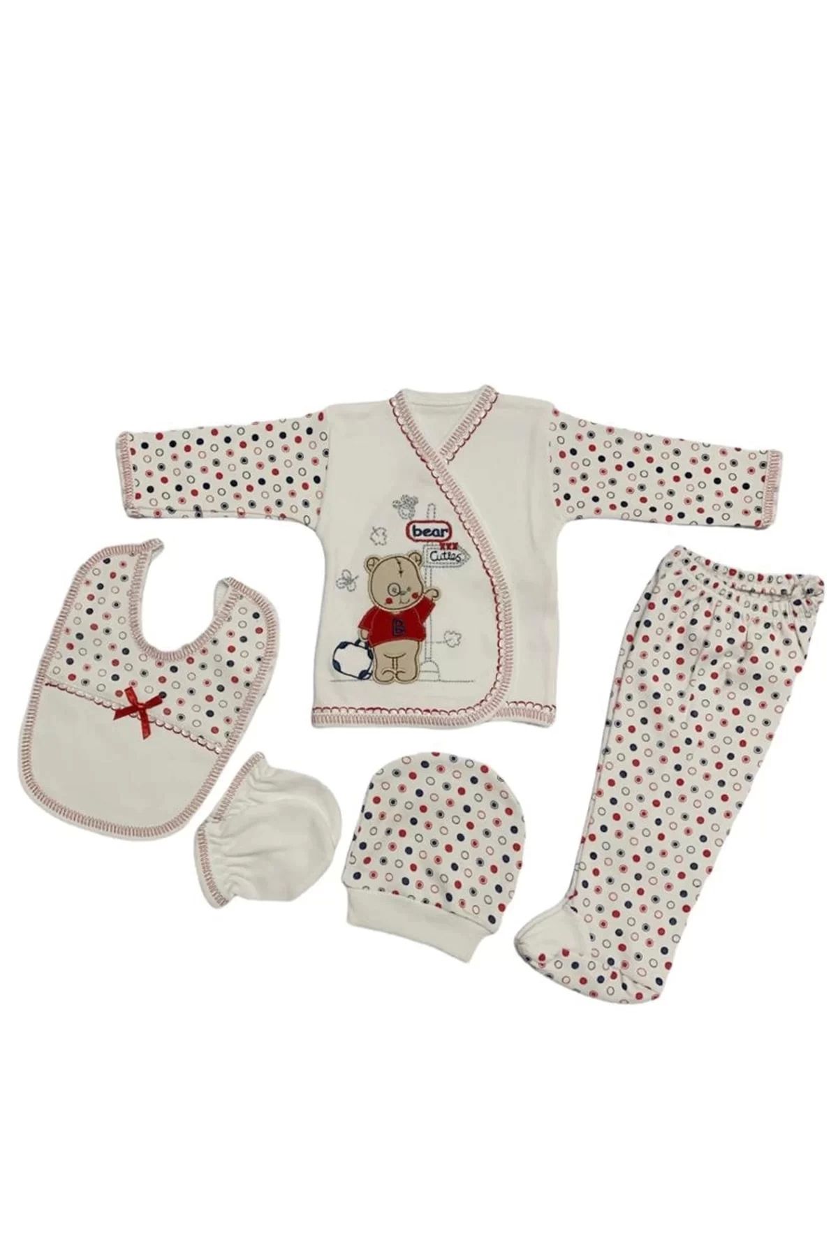 Beruflic O Bebe 5li Hastane Çıkışı Yeni Doğan Zıbın Set Çantalı Ayı Kırmızı