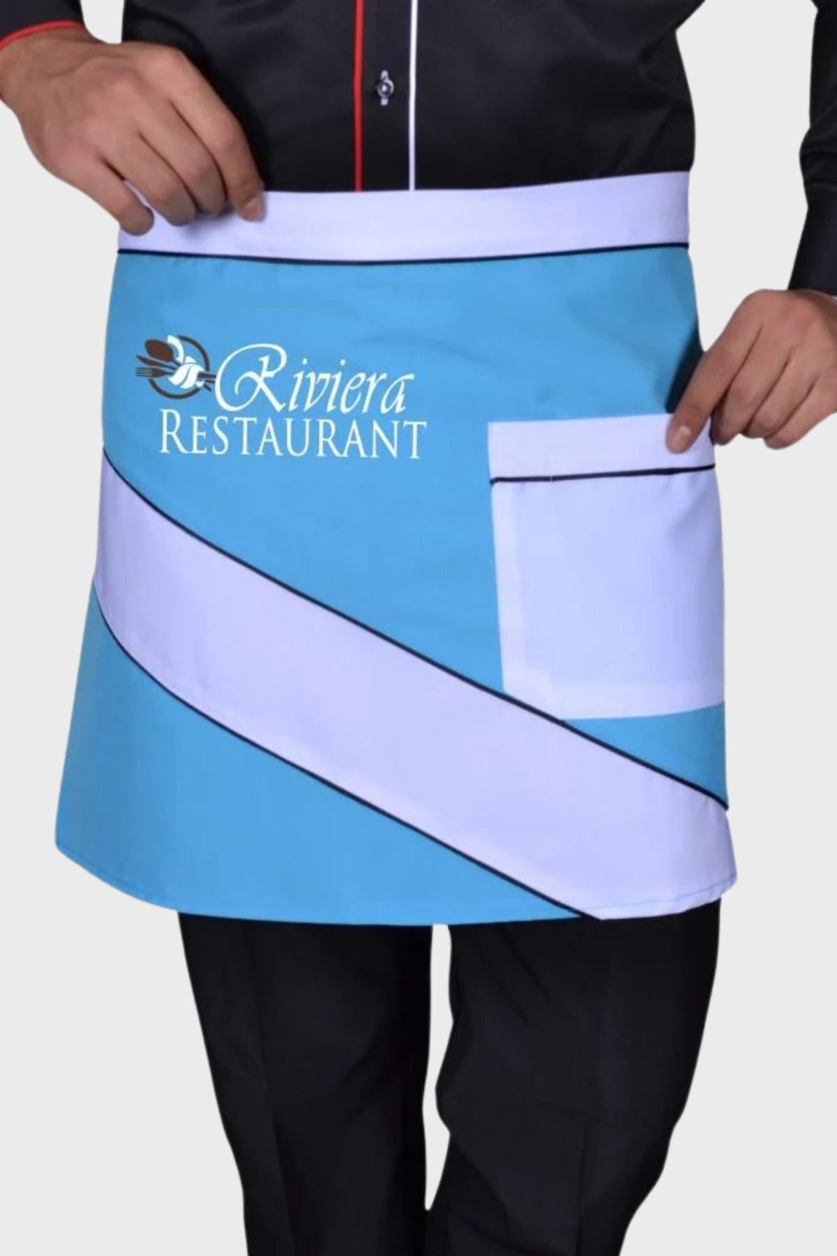Üniformanya İsim Hediyeli Kısa Belden Mutfak Önlüğü Unisex Bistro Barista Restaurant Cafe Komi Şef Aşçı Önlük