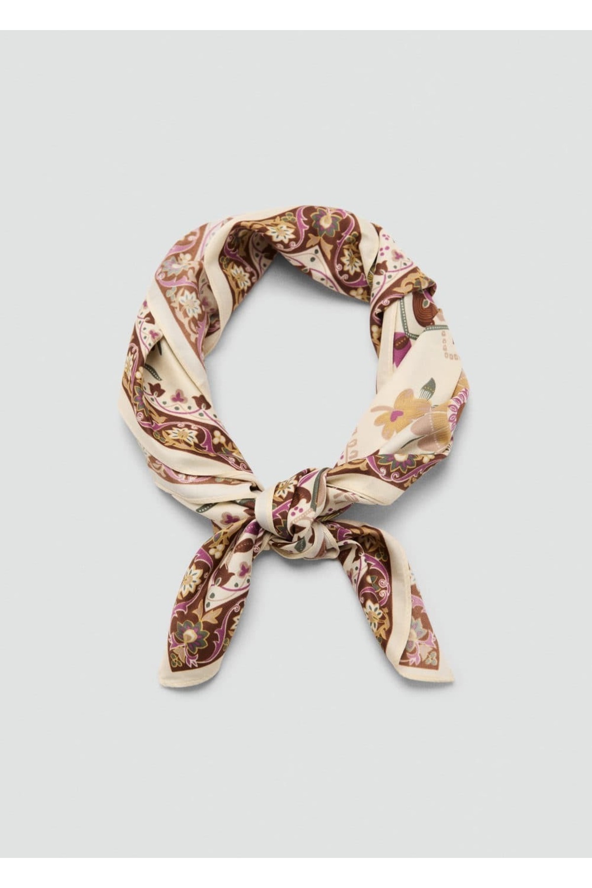 Çiçekli saten fular Atkı