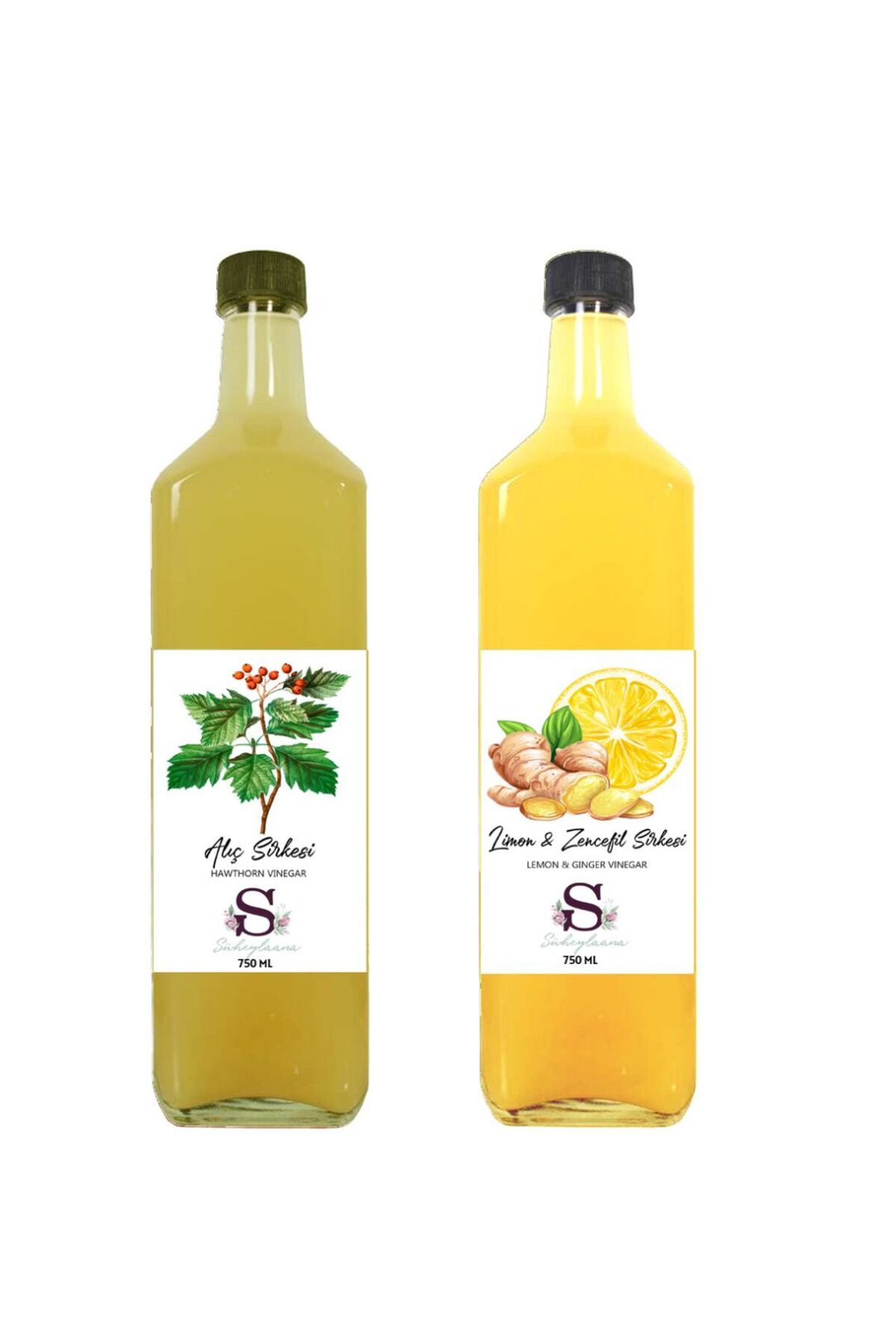 Süheylaana Doğal Alıç Sirkesi 750 Ml - Doğal Limon & Zencefil Sirkesi 750 Ml