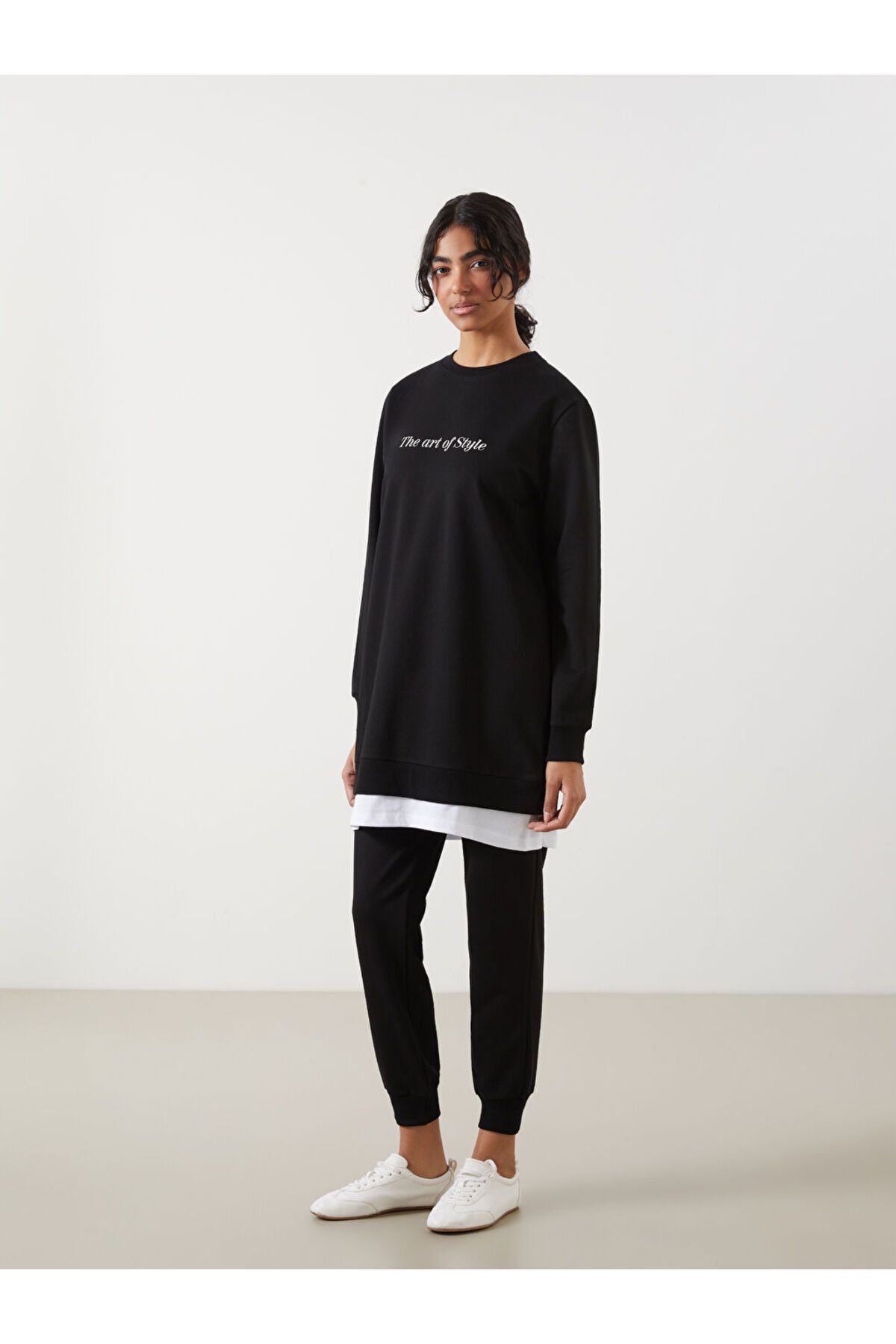 LC Waikiki LCW Modest Siyah Beli Lastikli Kadın Jogger Eşofman Altı S5JP22Z8NVY25
